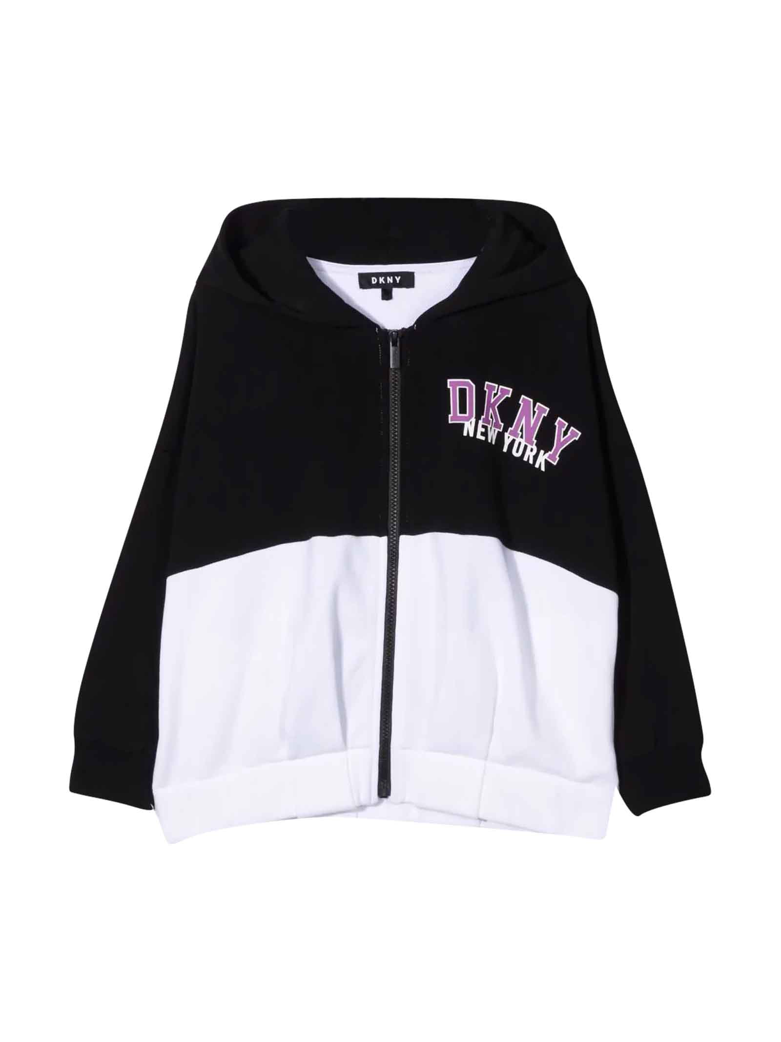 DKNY Black And White Girl Sweatshirt With Logo
