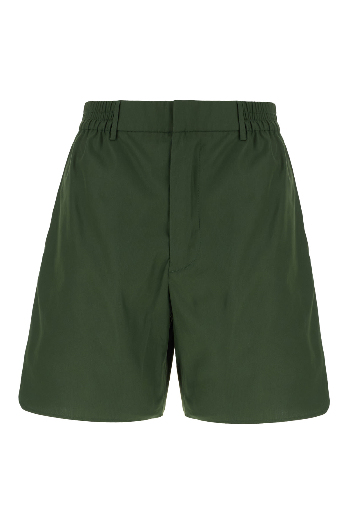 Dark Green Cotton Bermuda Shorts