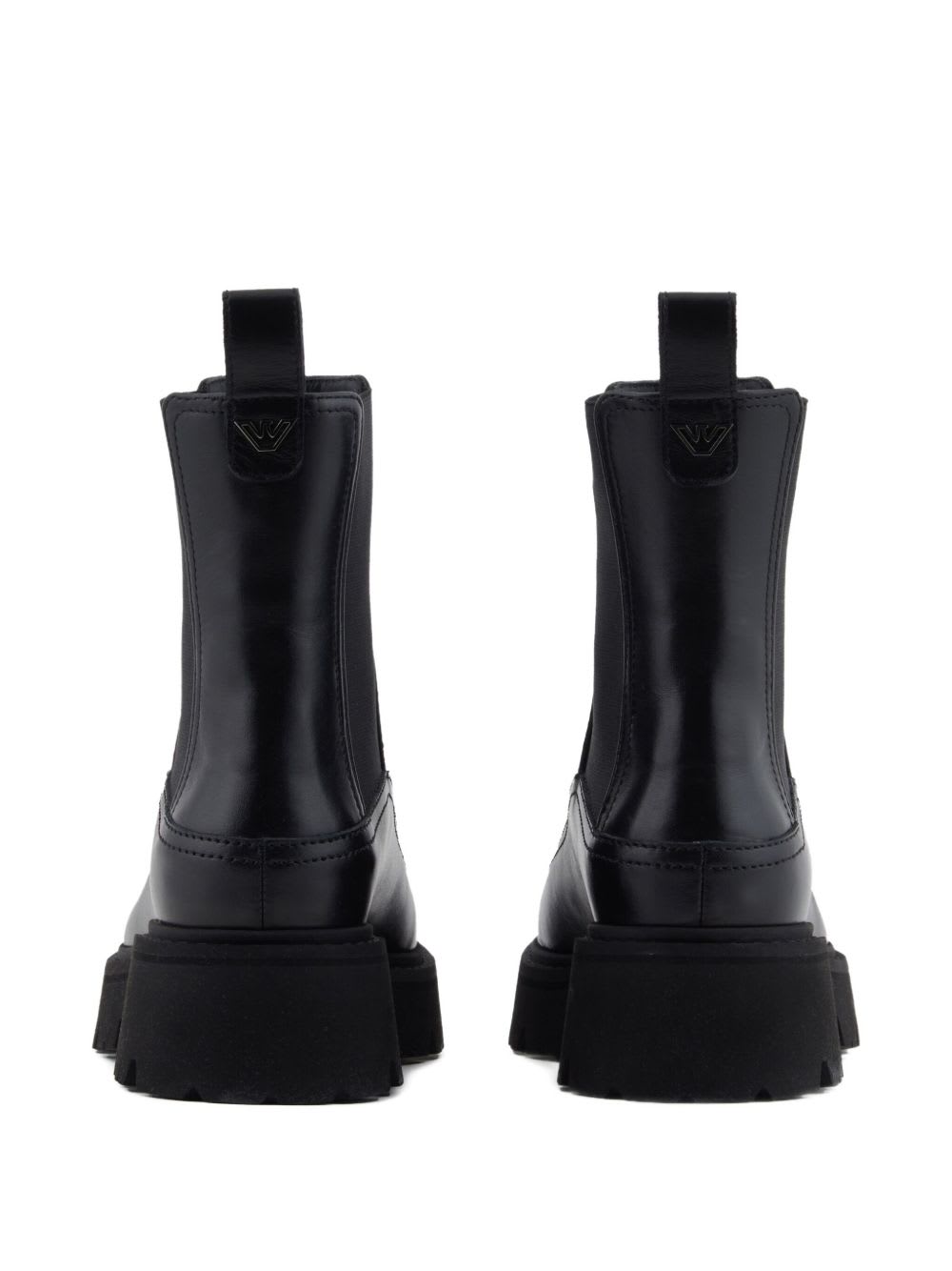 Emporio Armani Leather Beatles Boots In Black