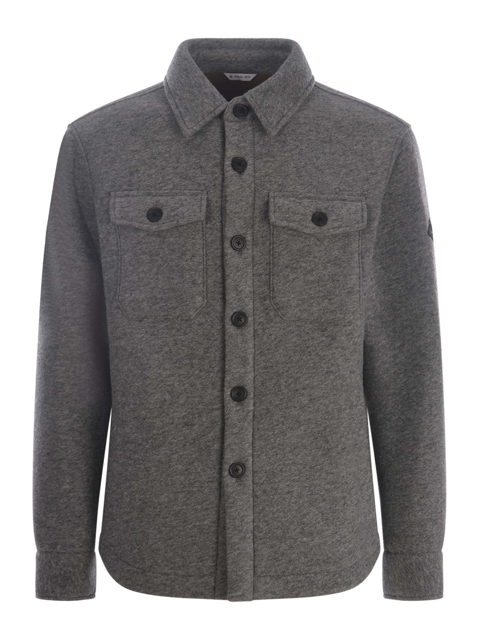 Shop Manuel Ritz Shirt Jacket  In Wool Blend In Grigio