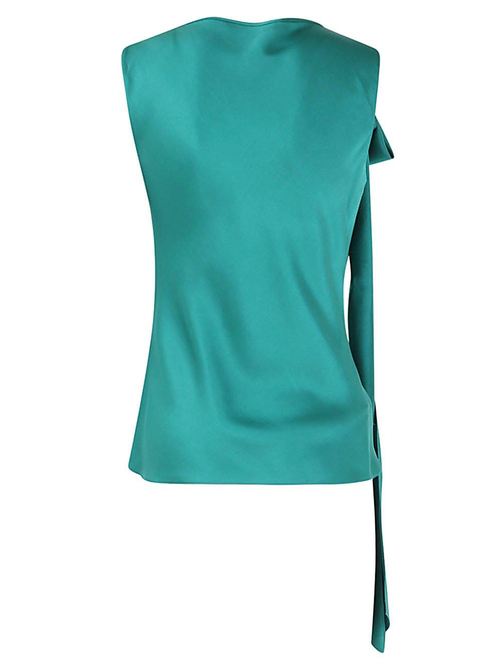 Alberta Ferretti Sleeveless Knot Detail Top In Green Silk In Green