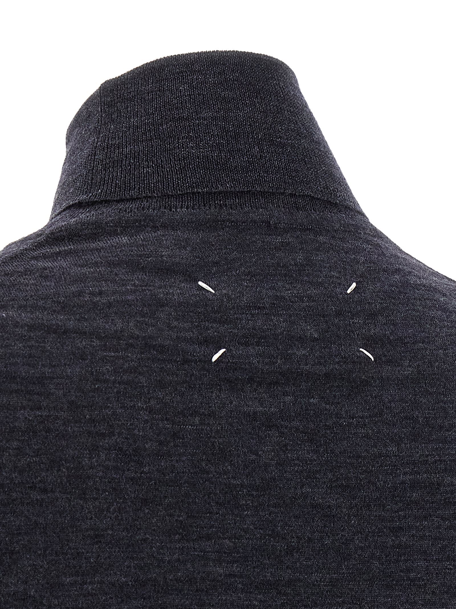 Maison Margiela Wool Turtleneck Sweater Sweaters And Cardigans Blue In Blue