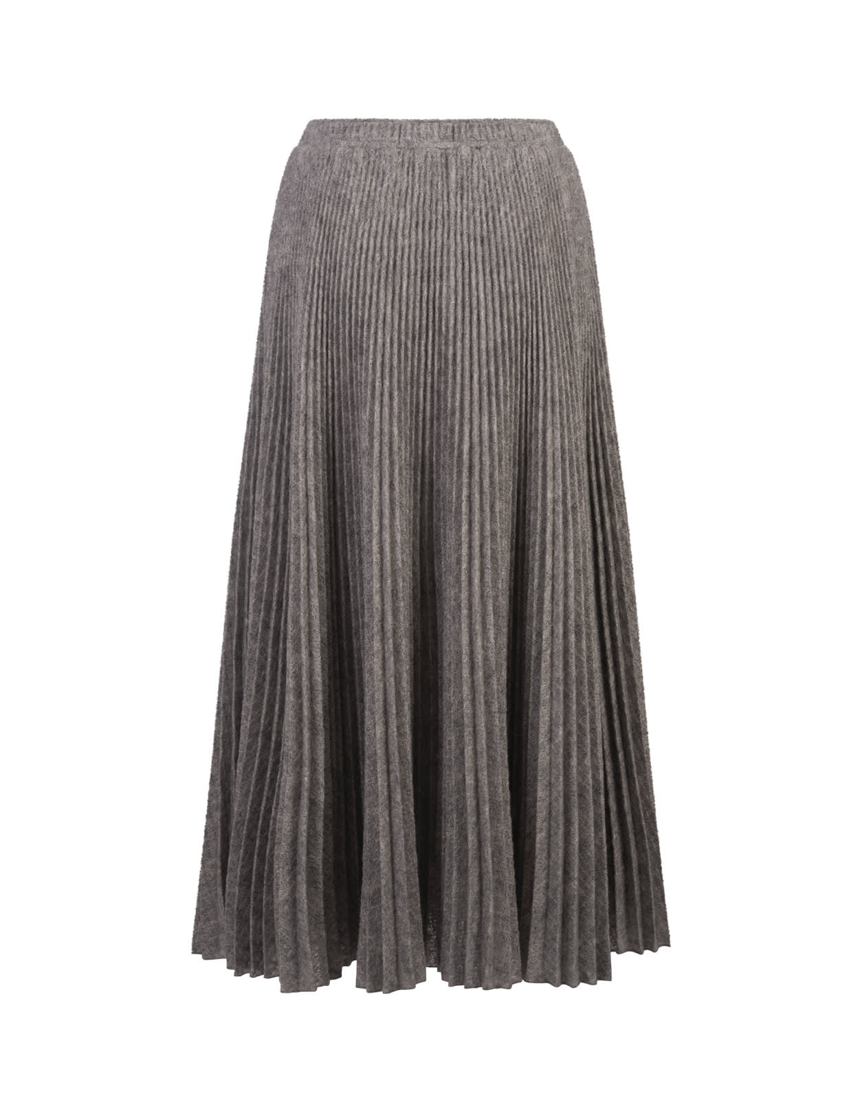 Shop Ermanno Scervino Grey Mohair Blend Pleated Midi Skirt