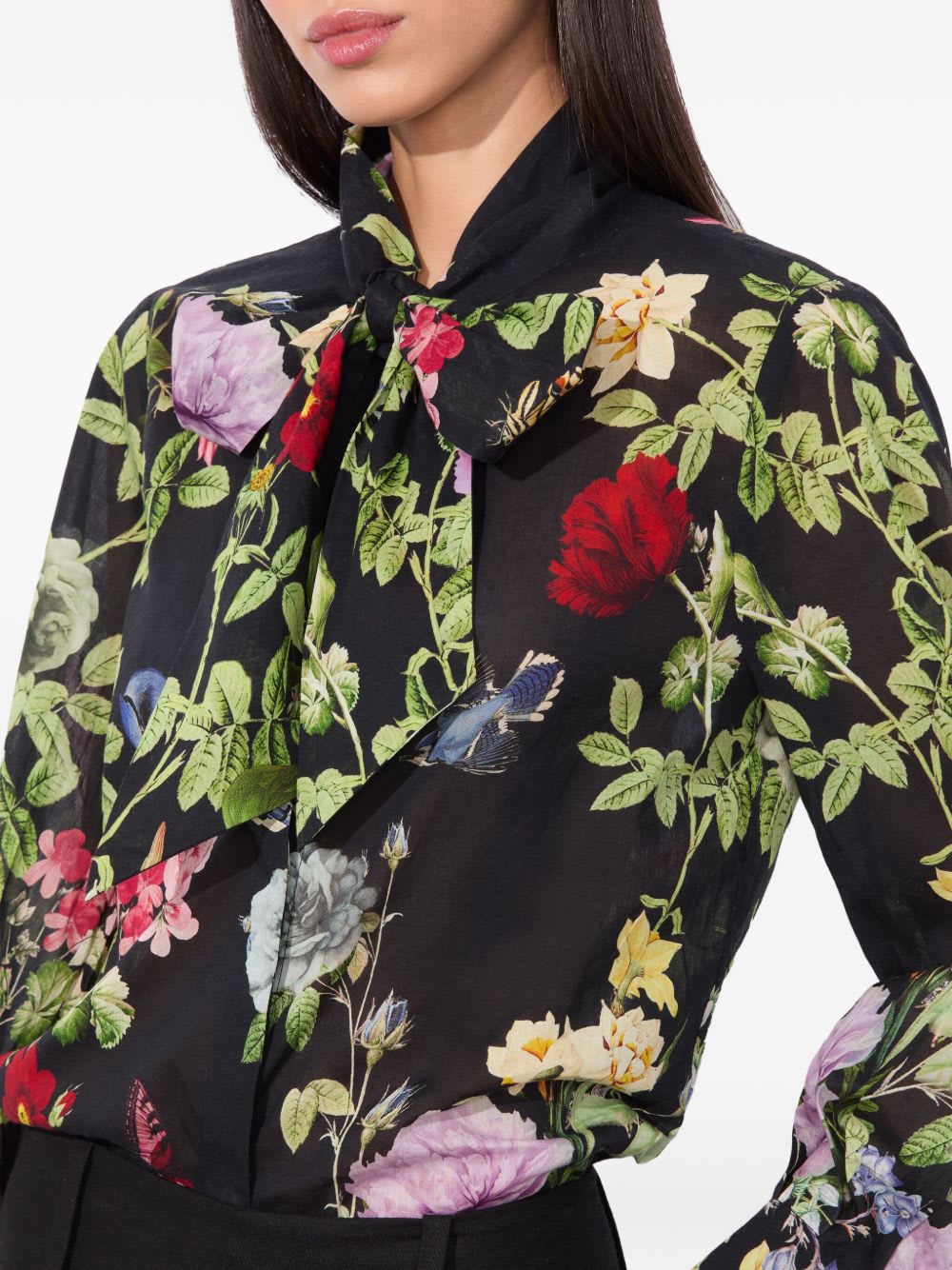 Alice And Olivia Alice + Olivia Lloyd Cotton Blouse In Black