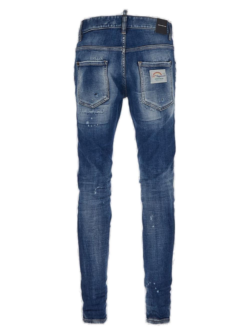 Shop Dsquared2 Distressed Super Twinky Skinny Jeans In Blue