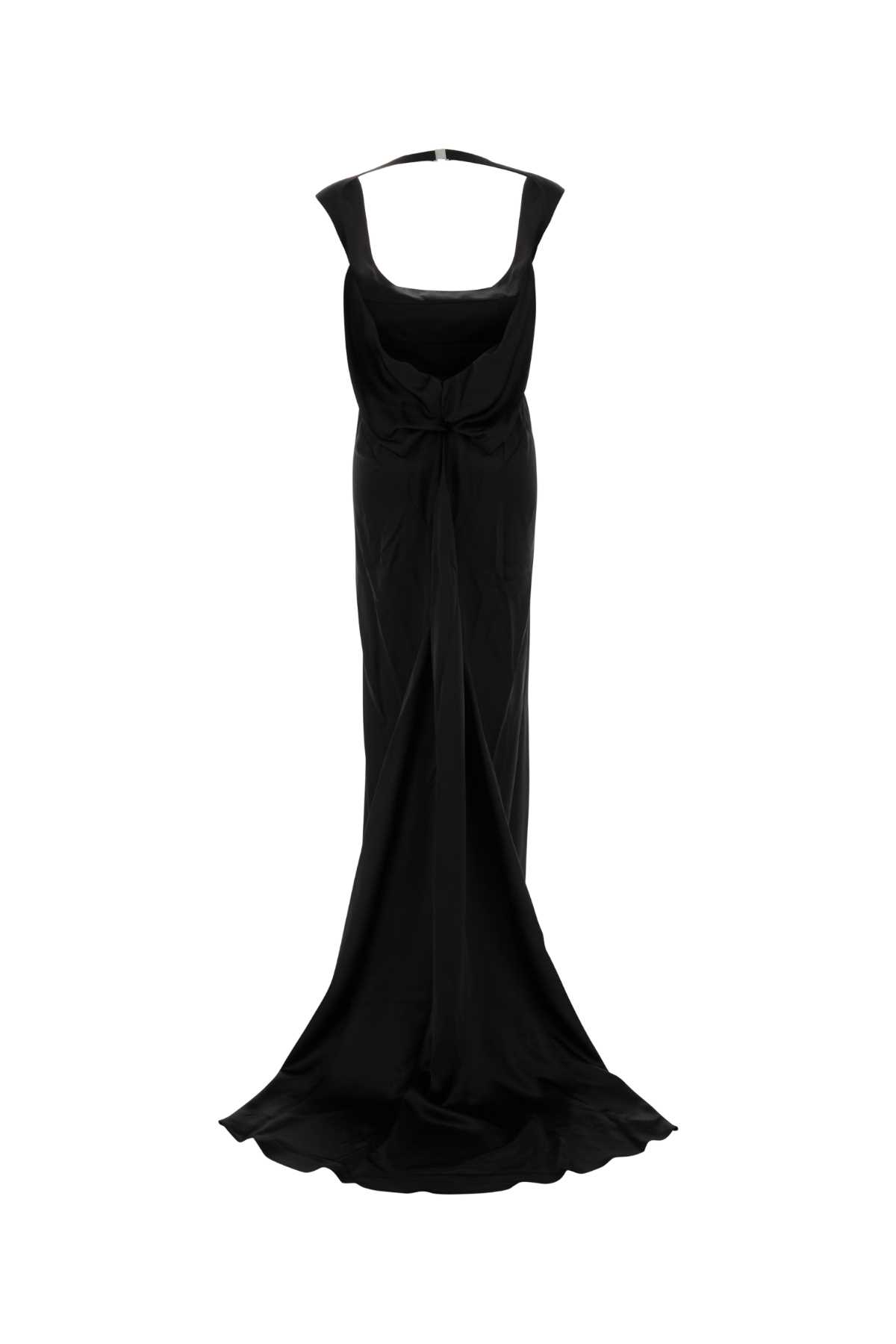 Dsquared2 Long Satin Dress Fishtail Hem In Black