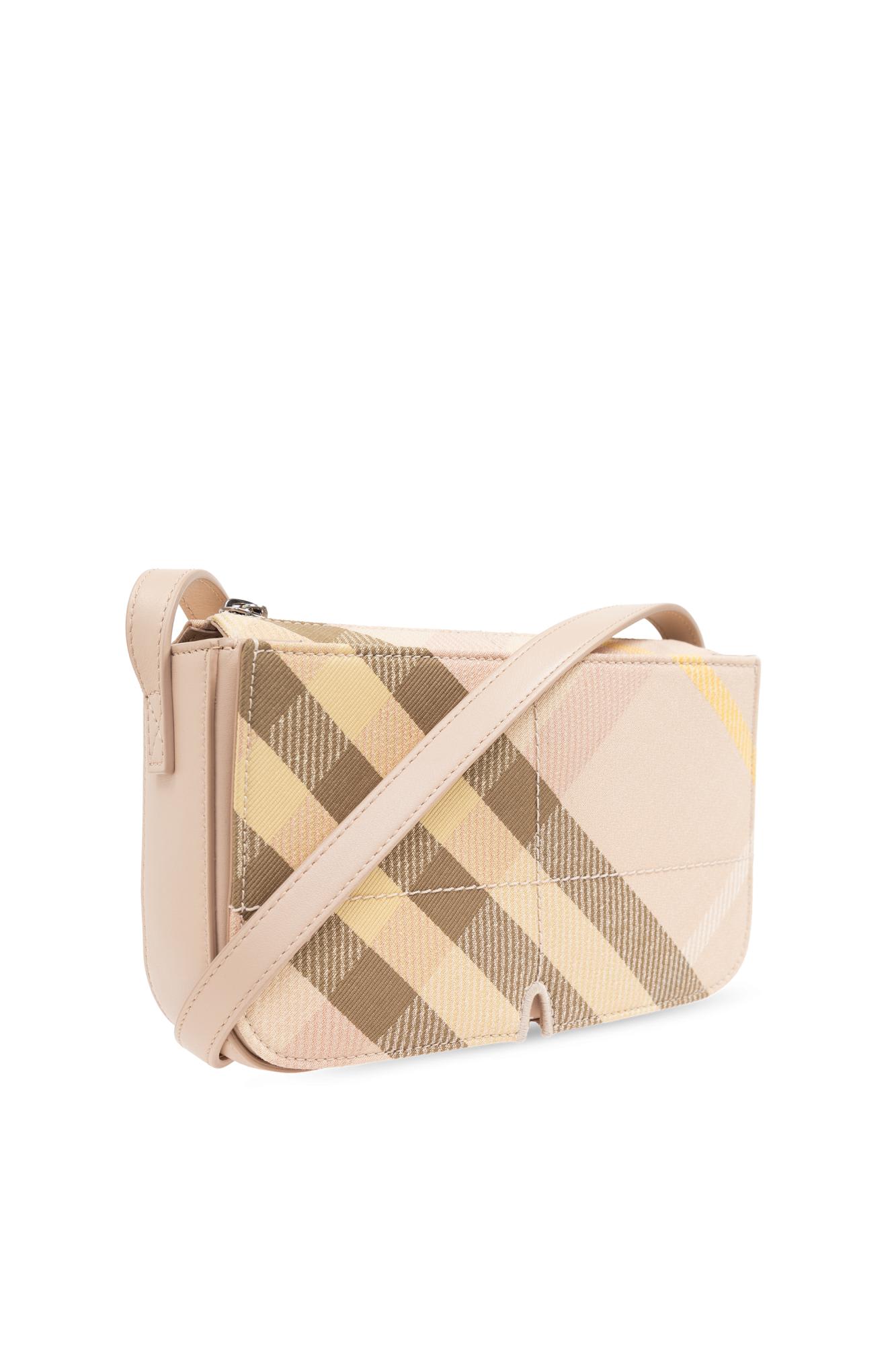 Burberry Snip Check Jacquard Flap Shoulder Bag In Teacup