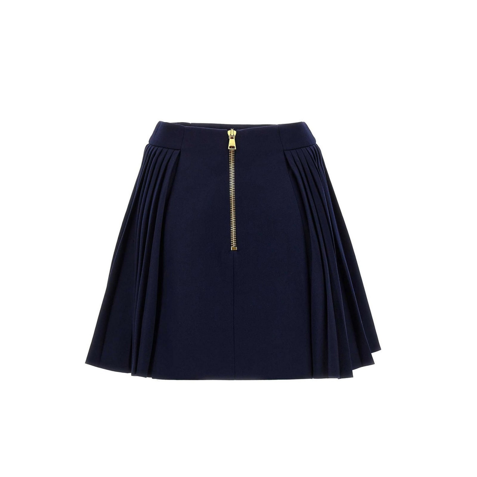 Shop Balmain Wool Mini Skirt In Blue