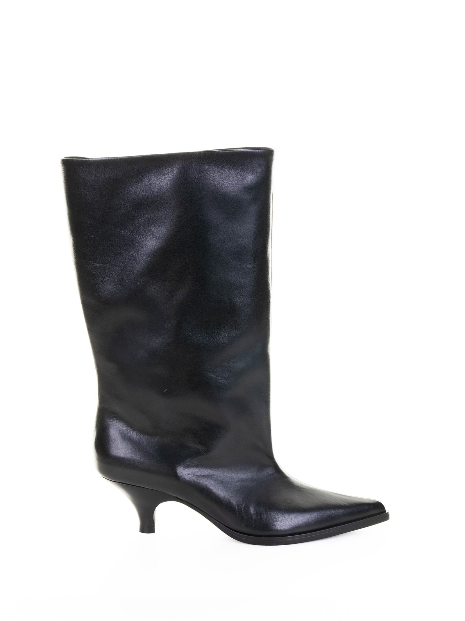 Elena Iachi Pointed-toe Leather Boots In Black