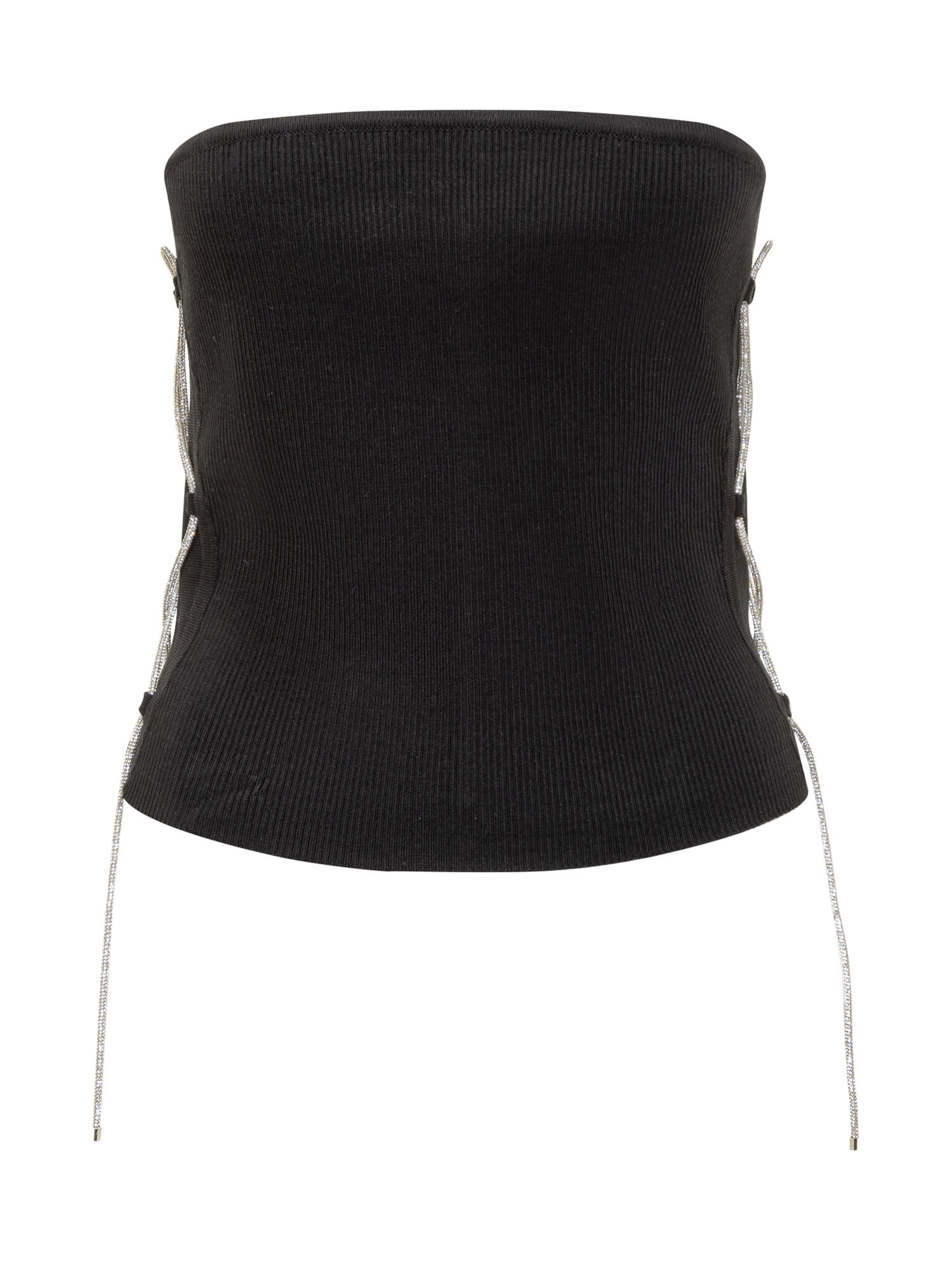 Shop Giuseppe Di Morabito Top With Rhinestone In Black