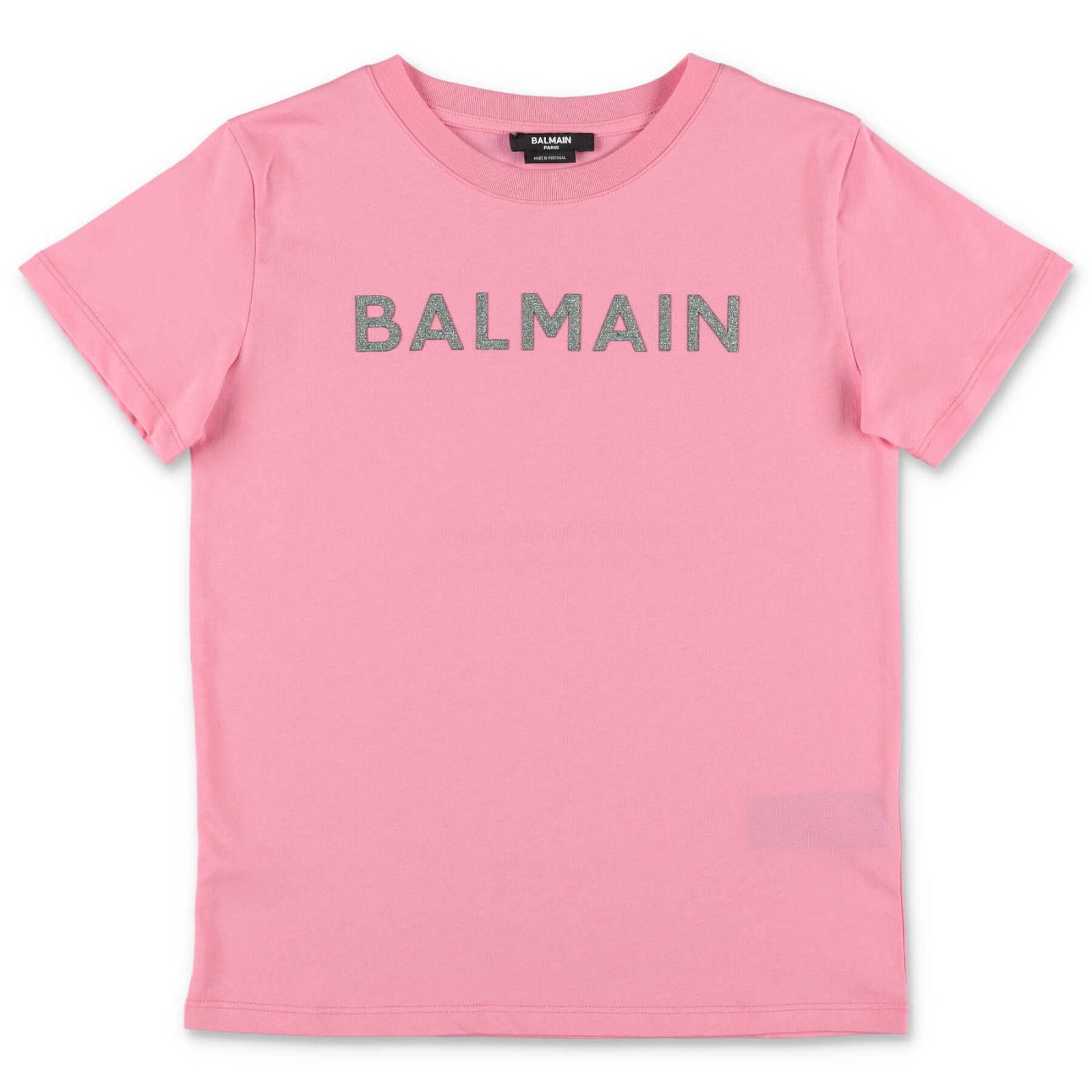 Balmain T-shirt Rosa In Jersey Di Cotone Bambina