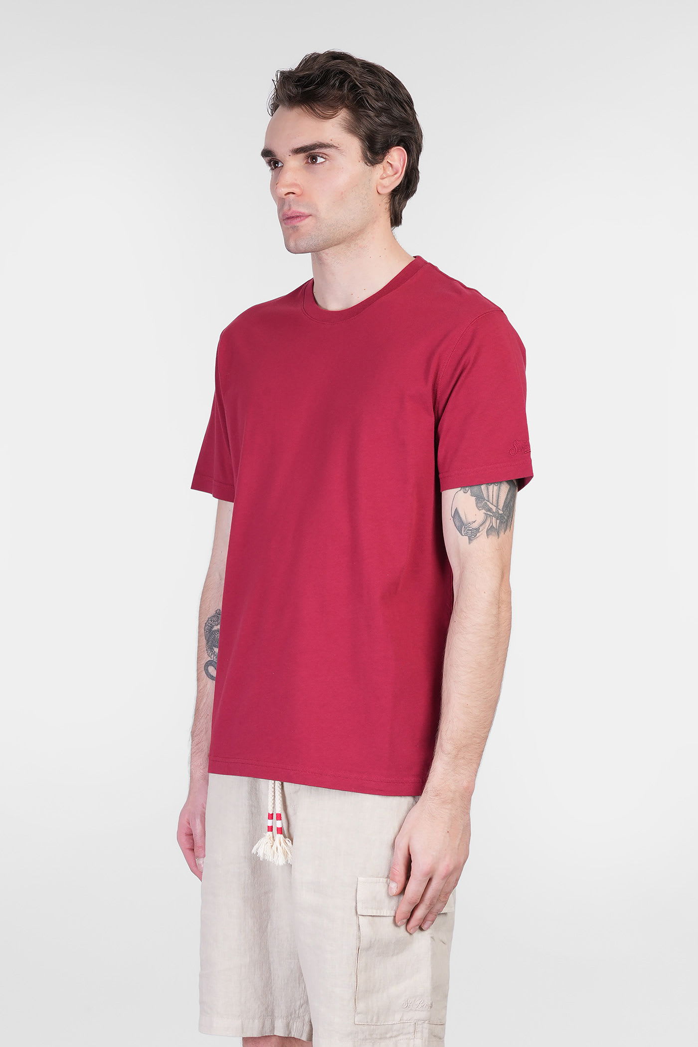Mc2 Saint Barth Dover L T-shirt In Bordeaux Cotton In Pink