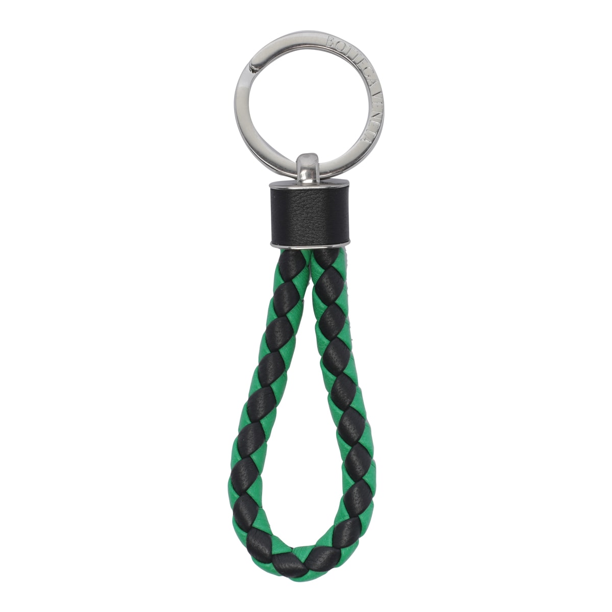 Shop Bottega Veneta Intreccio Keyring In Green