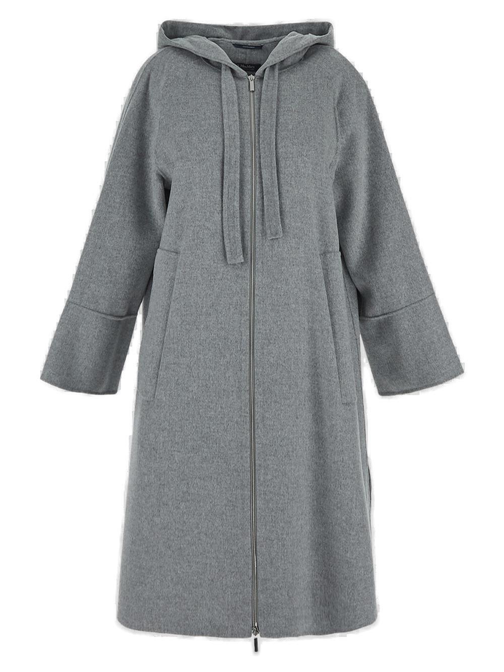 Shop 's Max Mara Arona Belted Long-sleeved Coat In New Light Grey