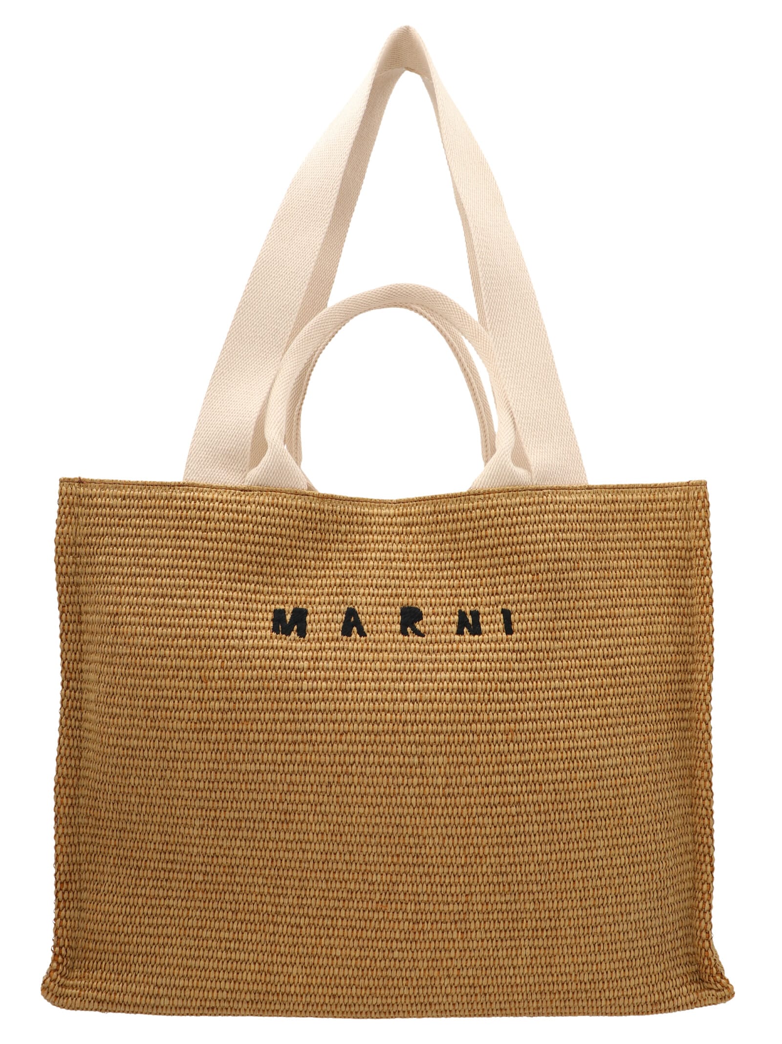 Shop Marni Logo Shopper In Beige