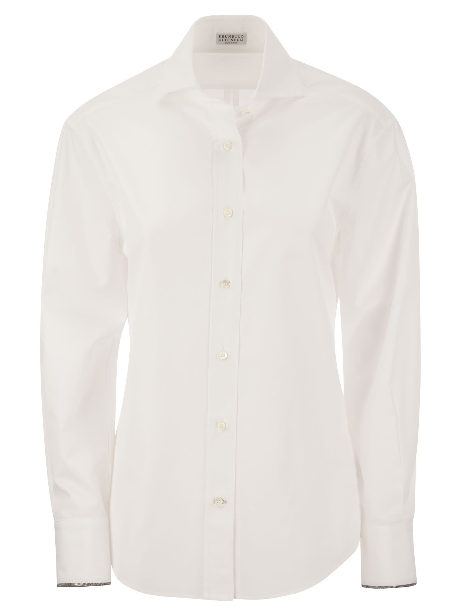 Shop Brunello Cucinelli Cotton Poplin Shirt In Bianco