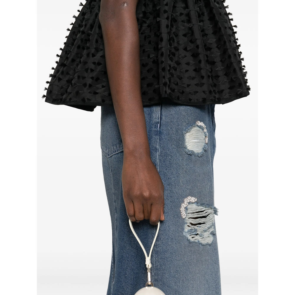 Simone Rocha Embellished Denim Flare Skirt In Multi
