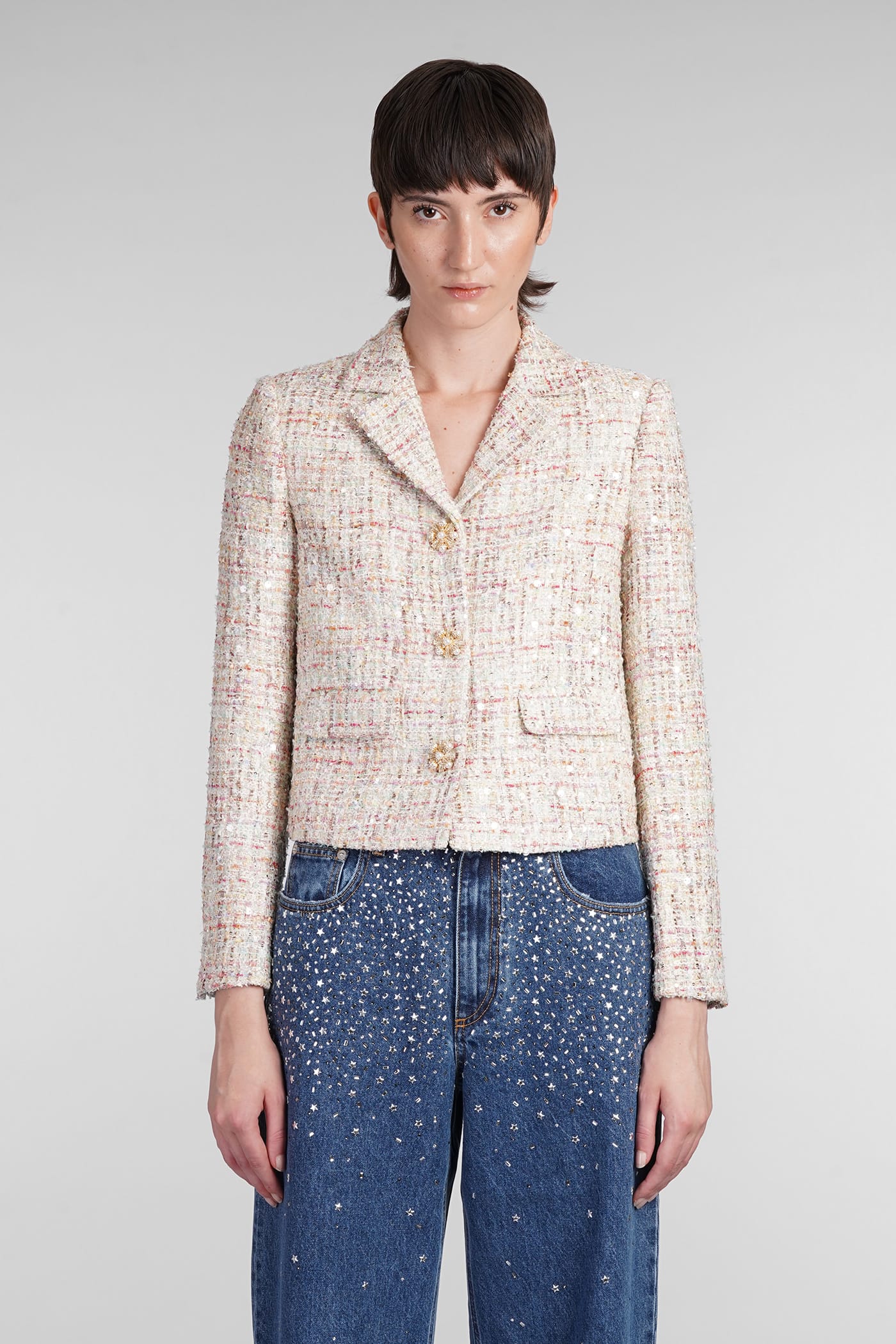 Shop Self-portrait Blazer In Multicolor Polyester