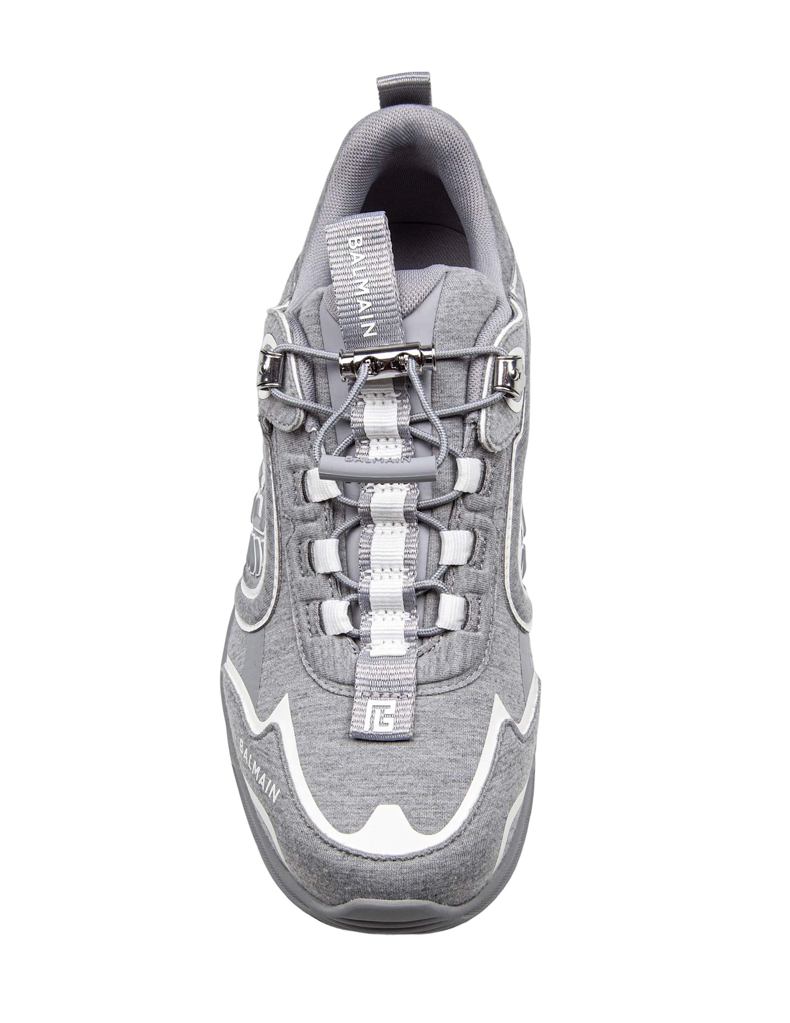 Balmain Sneakers In Mixed Materials In Grey/white