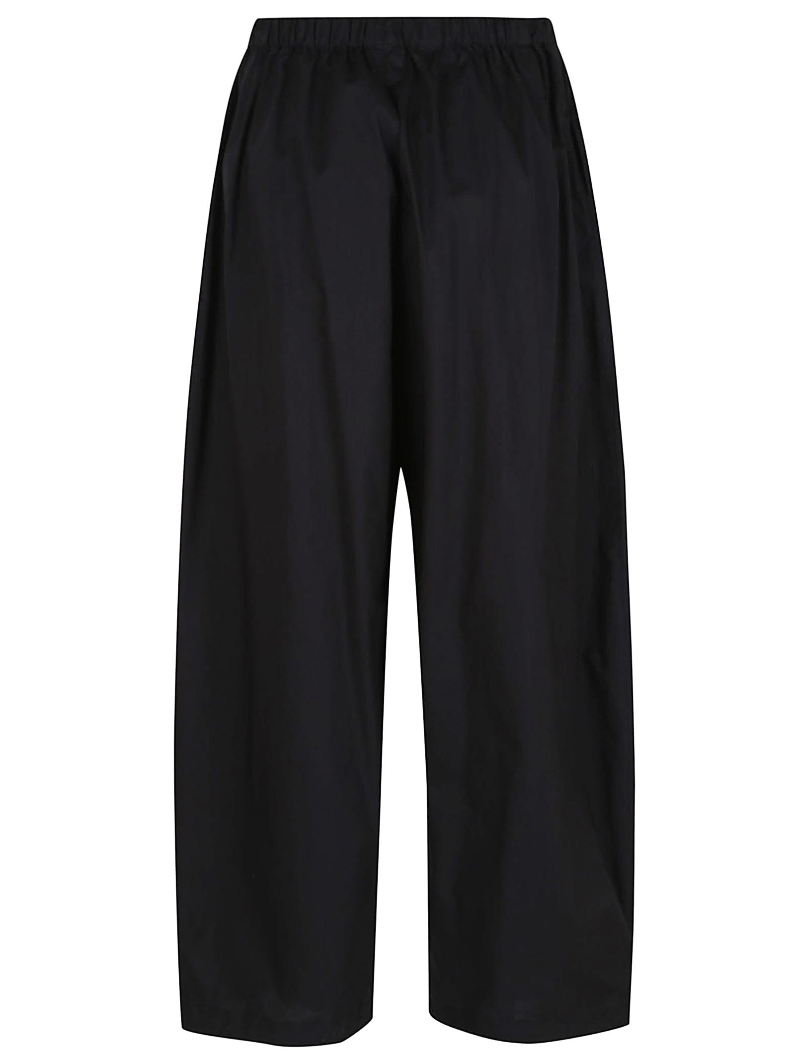 Pinko Relaxed Wide-leg Trousers With Elastic Waistband In Nero Limousine