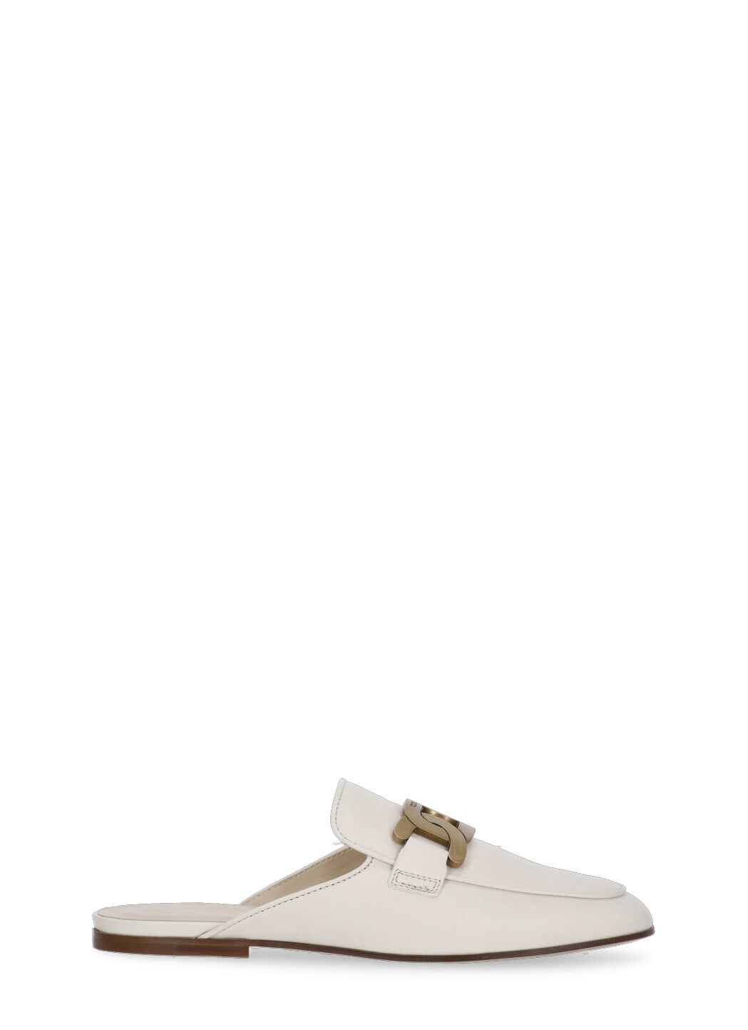Tod's Catena Chain-link Leather Slippers In Cream