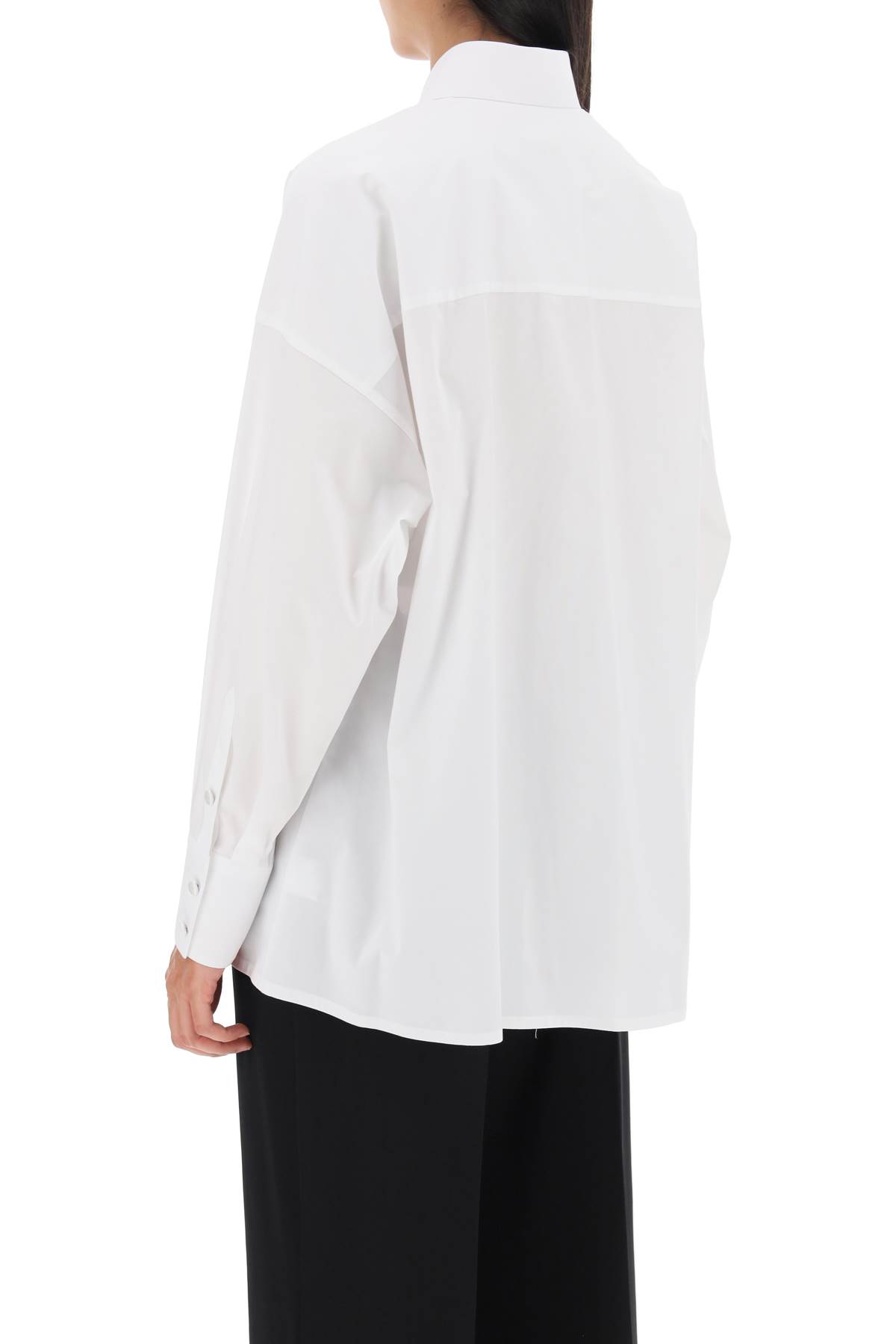 Shop Dolce & Gabbana Maxi Shirt With Satin Buttons In Bianco Ottico (white)