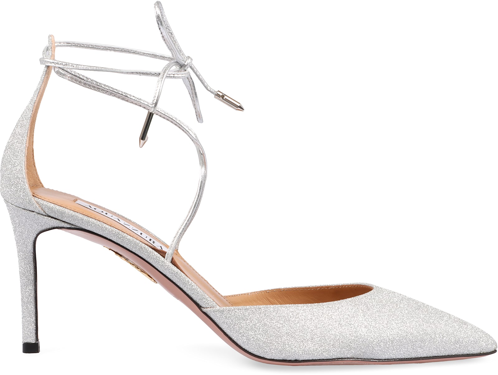 Aquazzura Cherry 75mm Glittered Pumps In Silver