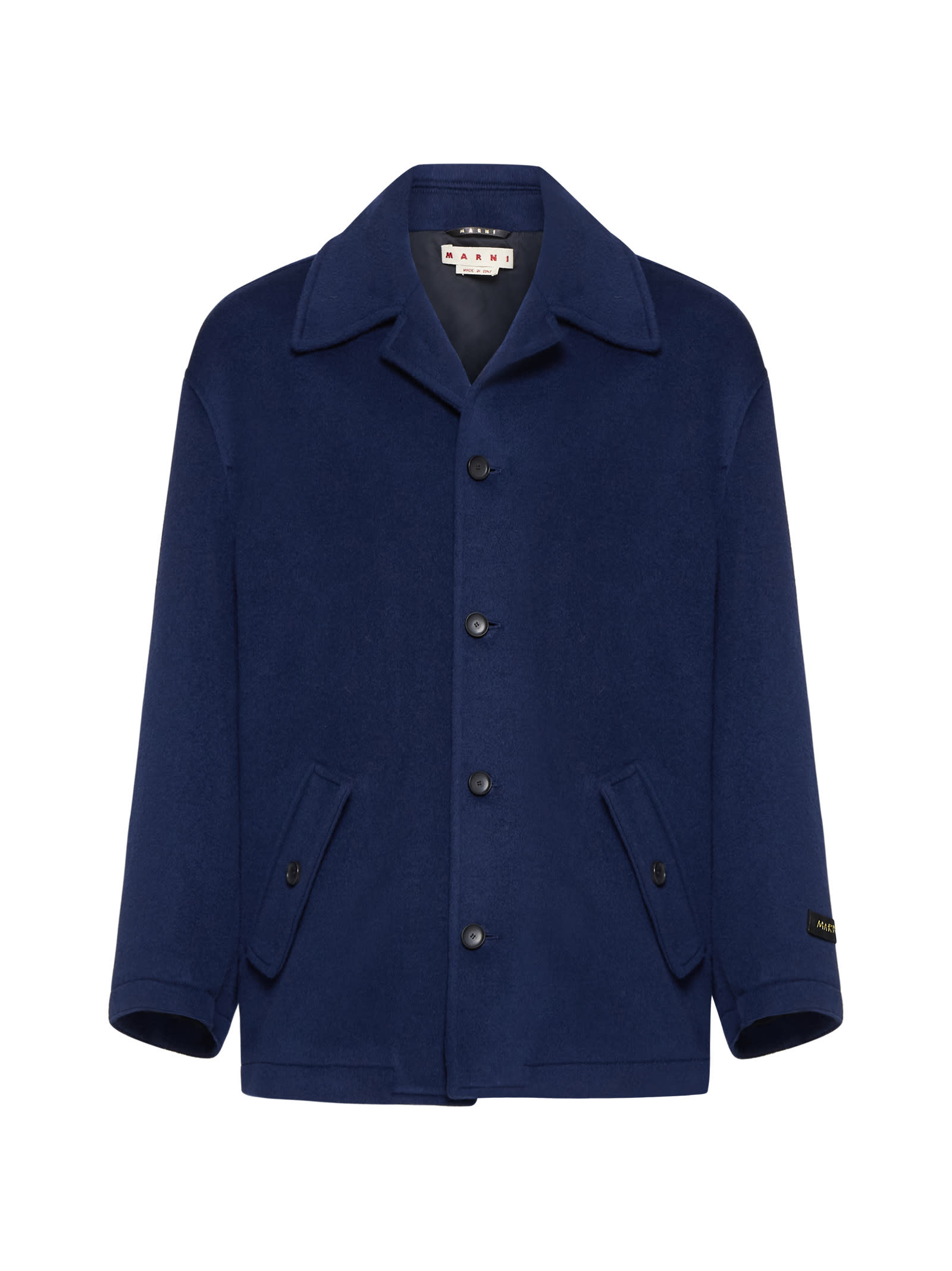 Shop Marni Coat In Light Navy