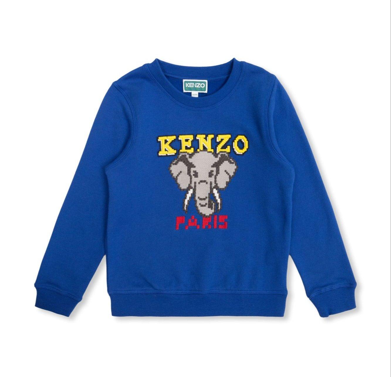 Shop Kenzo Jungle Game Elephant Crewneck Sweatshirt In Blu