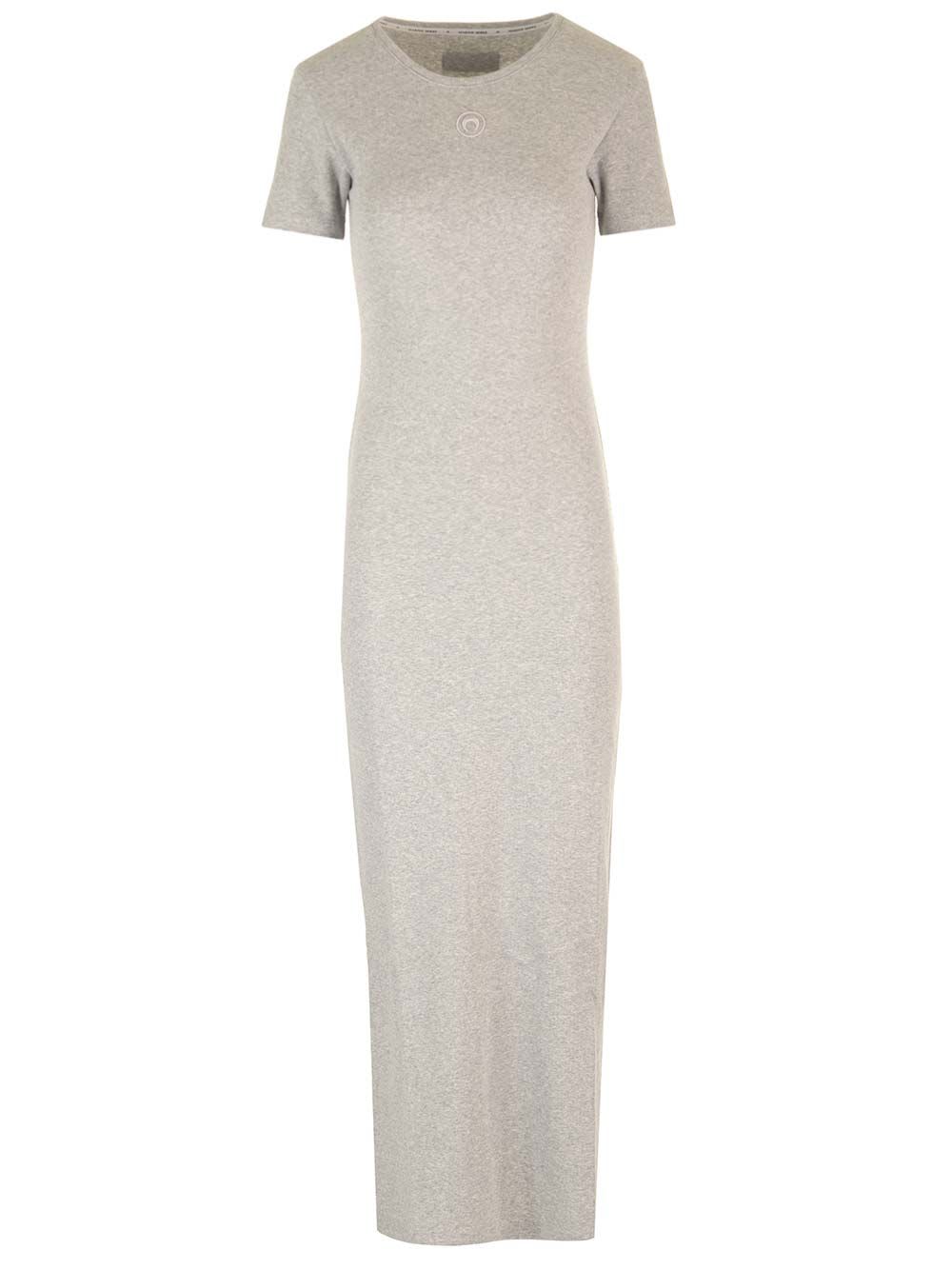 Shop Marine Serre Ribbed Cotton Jersey Dress In Grey