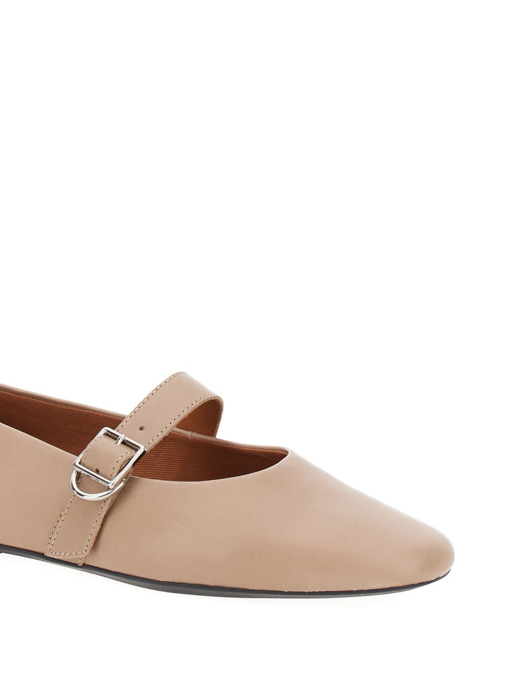 Shop Vagabond Jolin Beige Ballet Flats With Strap In Smooth Leather Woman