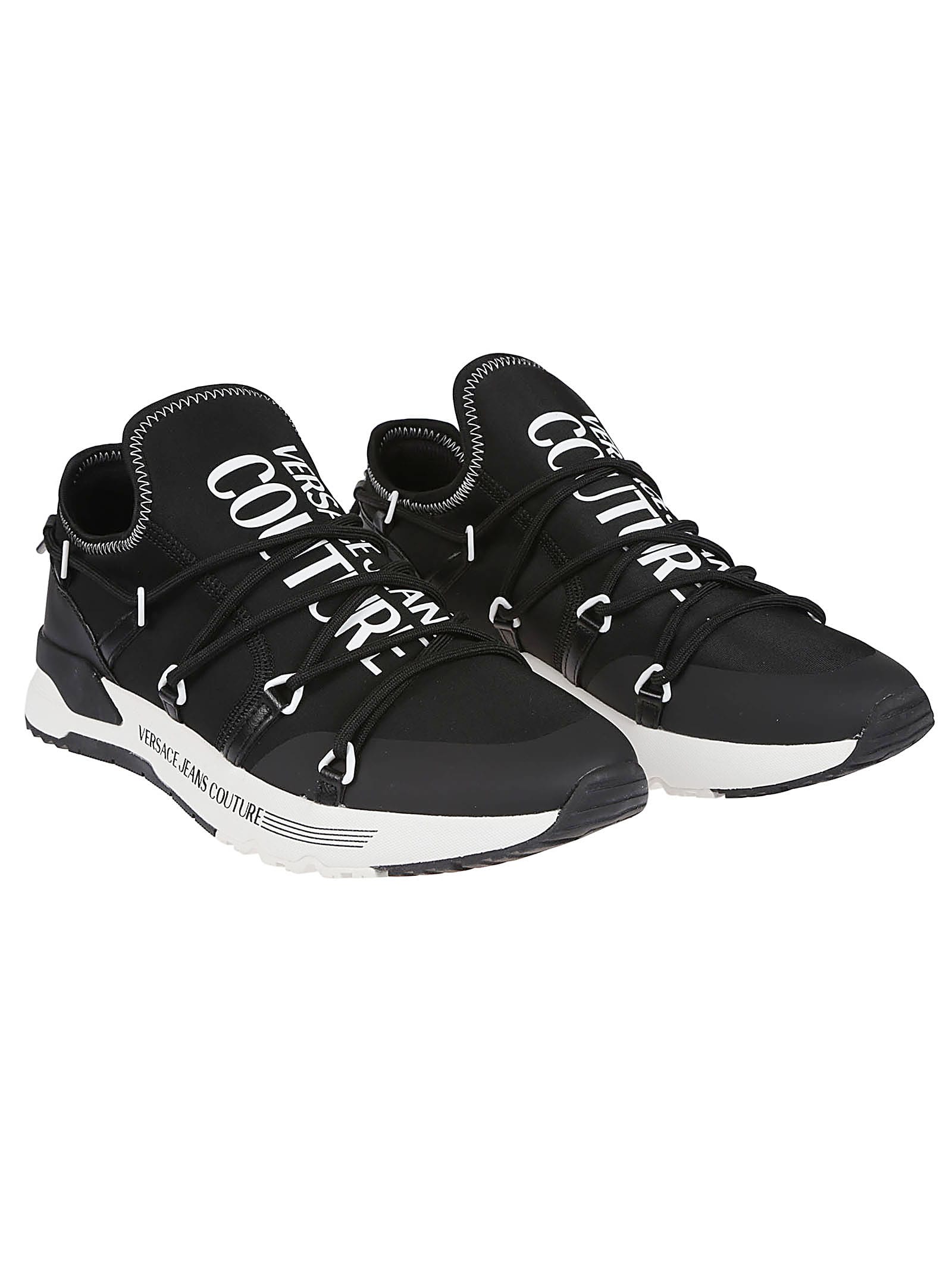 Versace Jeans Couture Black Sneakers In Black/white