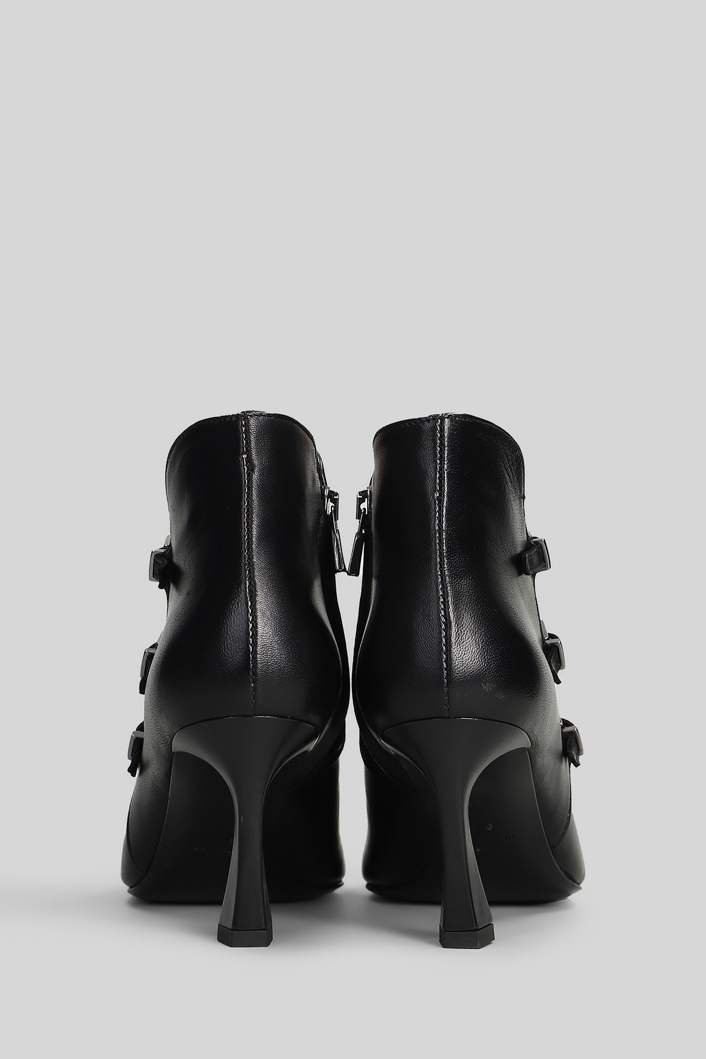 The Seller High Heels Ankle Boots In Black Leather In Black