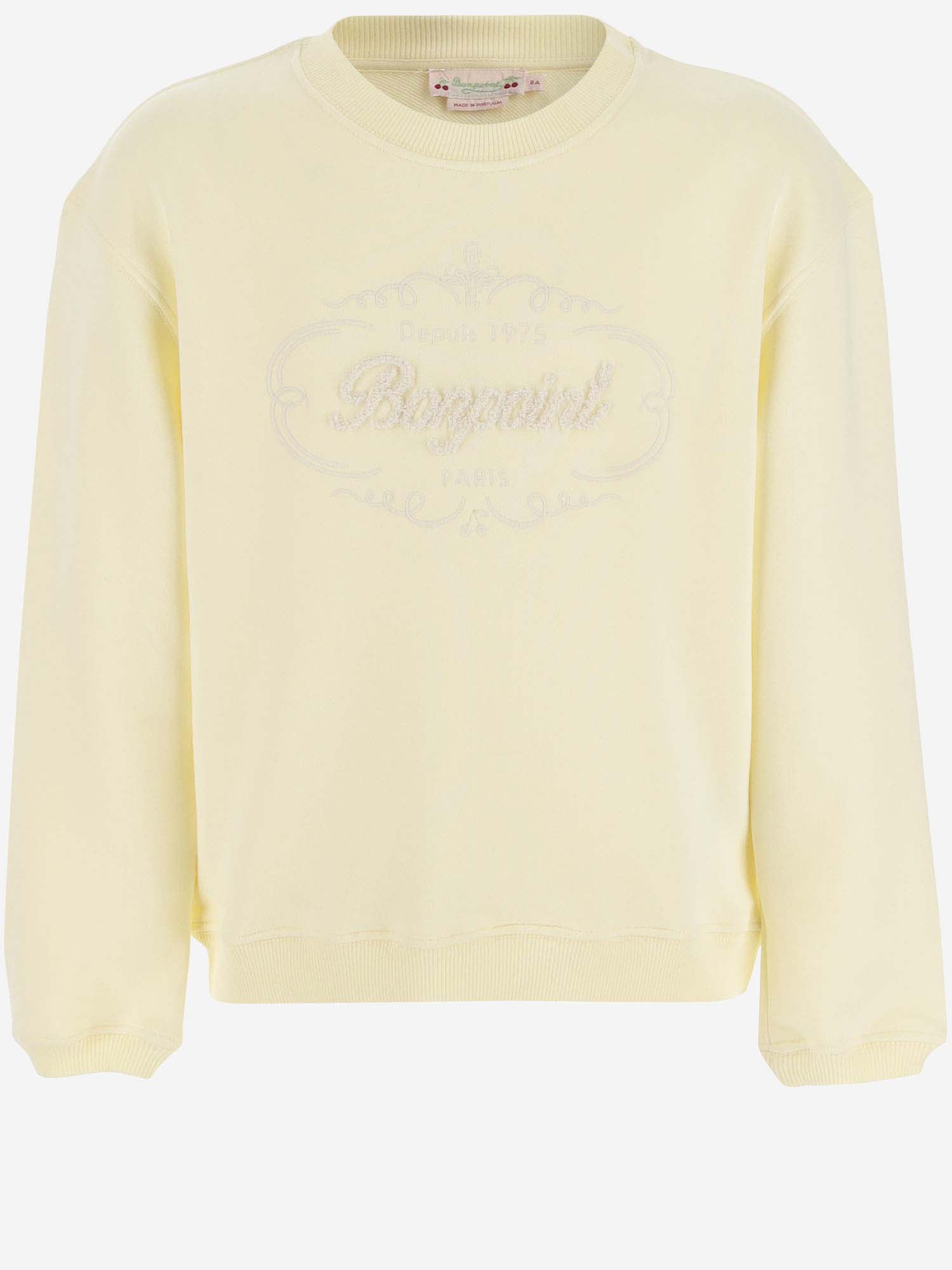Shop Bonpoint Cotton Sweatshirt With Logo In Yellow