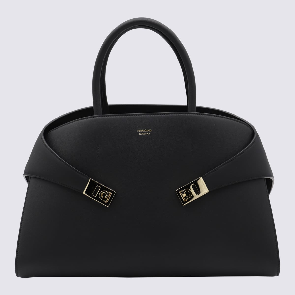 Ferragamo Black Leather Hug L Top Handle Bag