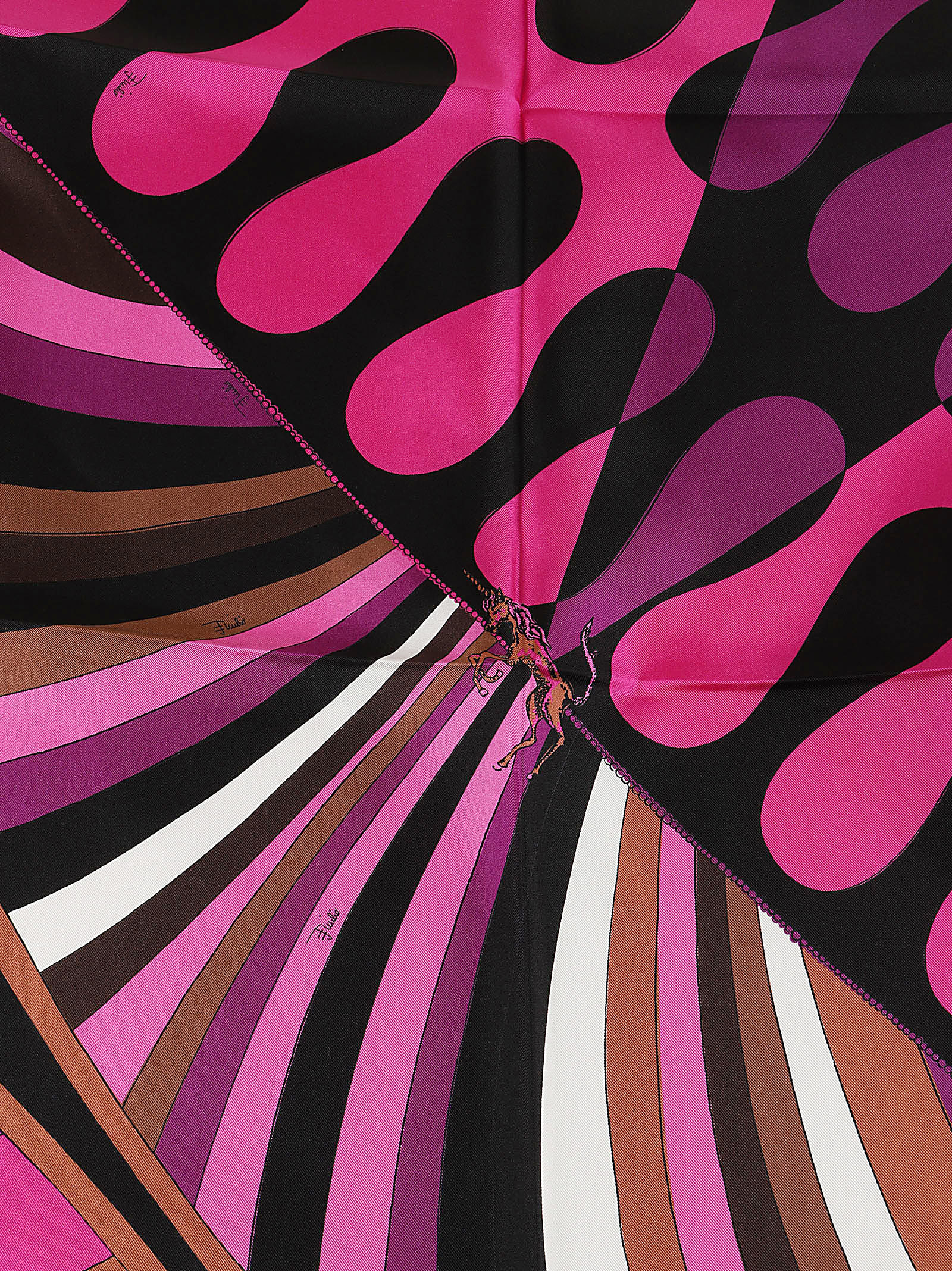 Shop Pucci Foulard 90x90 - Silk Twill In Fuxia Marrone