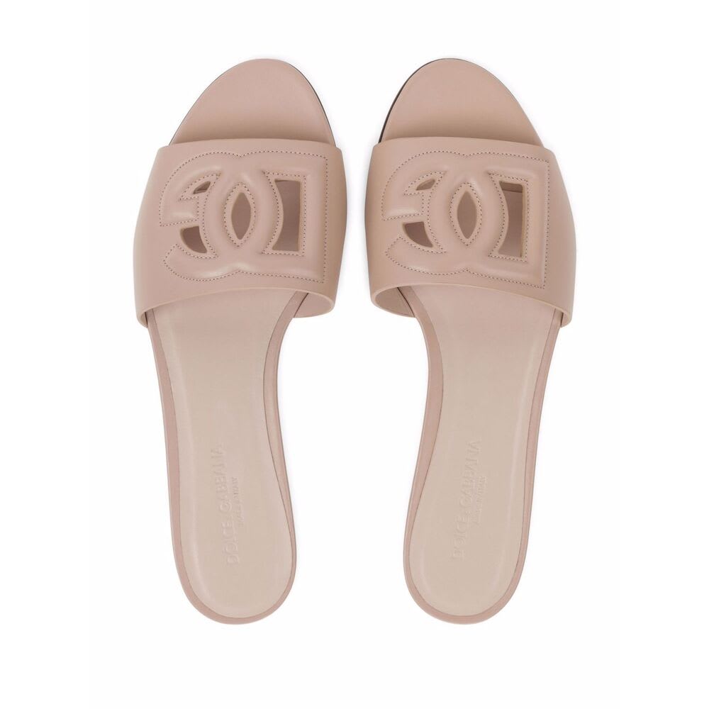Dolce & Gabbana Piink Leather Millennials Flats In Pink