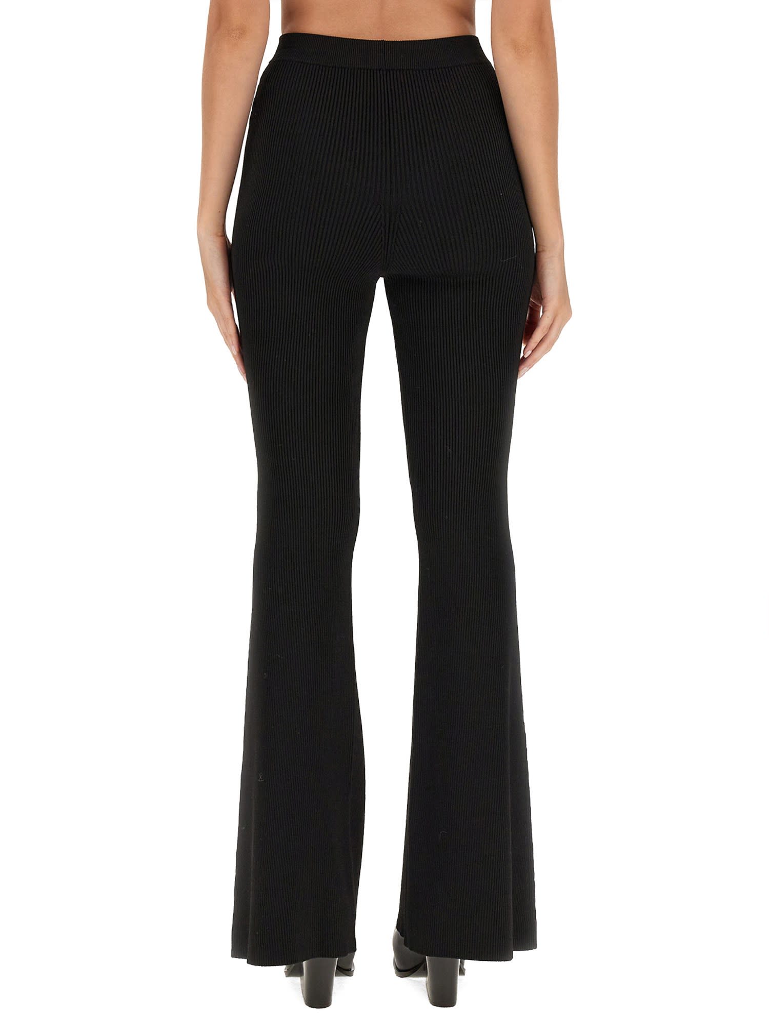 Stella Mccartney Woven-knit Flared-leg Trousers In Black