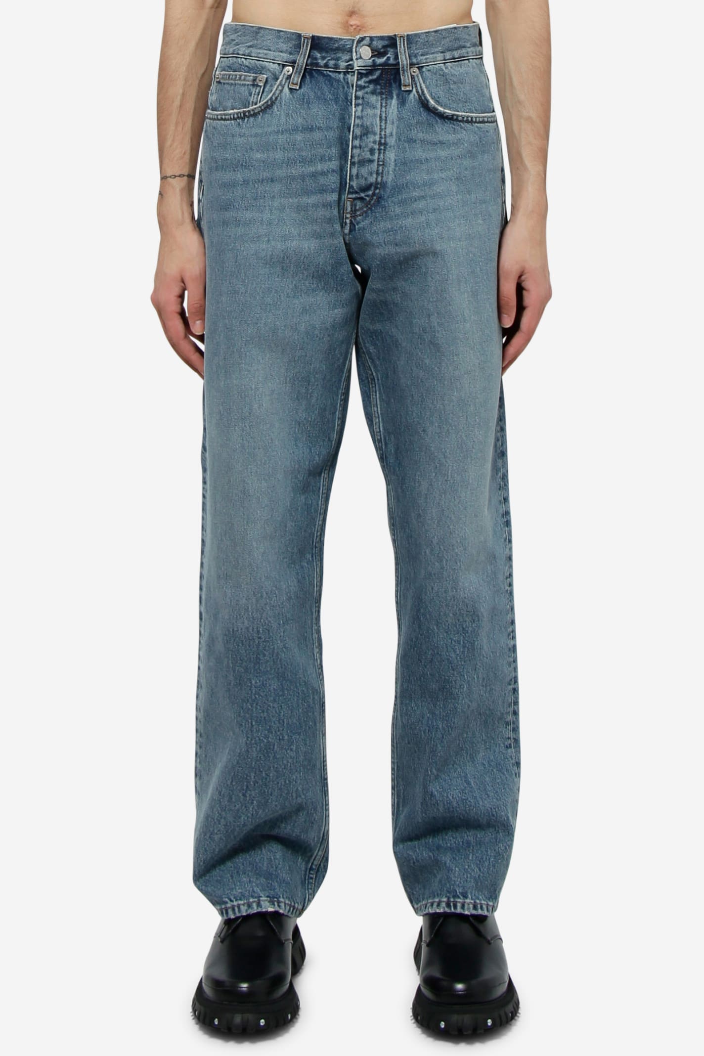 Loose Straight-leg Jeans In Blue