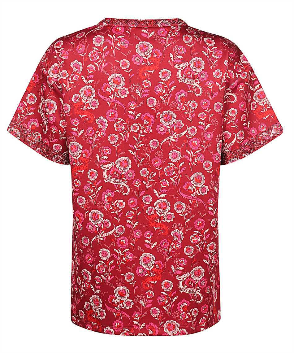 Max Mara Floral-print Crew-neck T-shirt In Burgundy