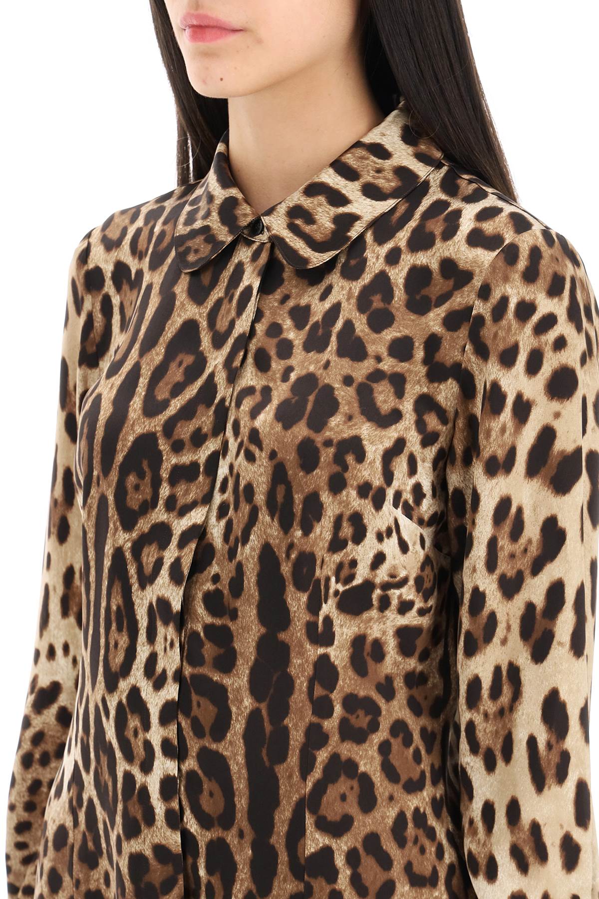 Dolce & Gabbana Leopard-print Silk Shirt In Leo New