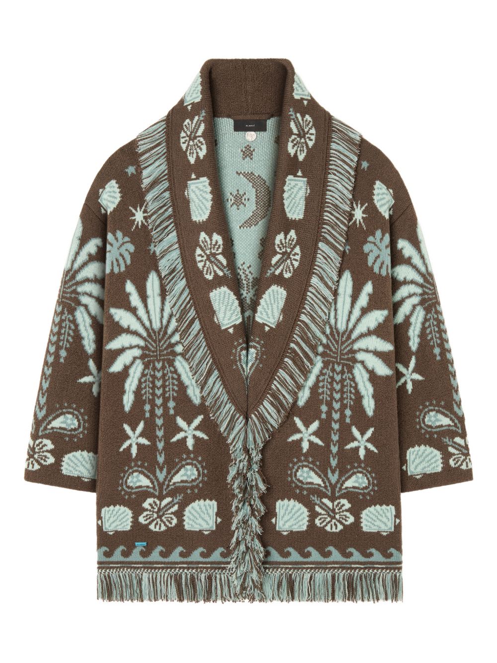 Alanui Echoes Of The Island Wool And Cotton Cardigan In Brown