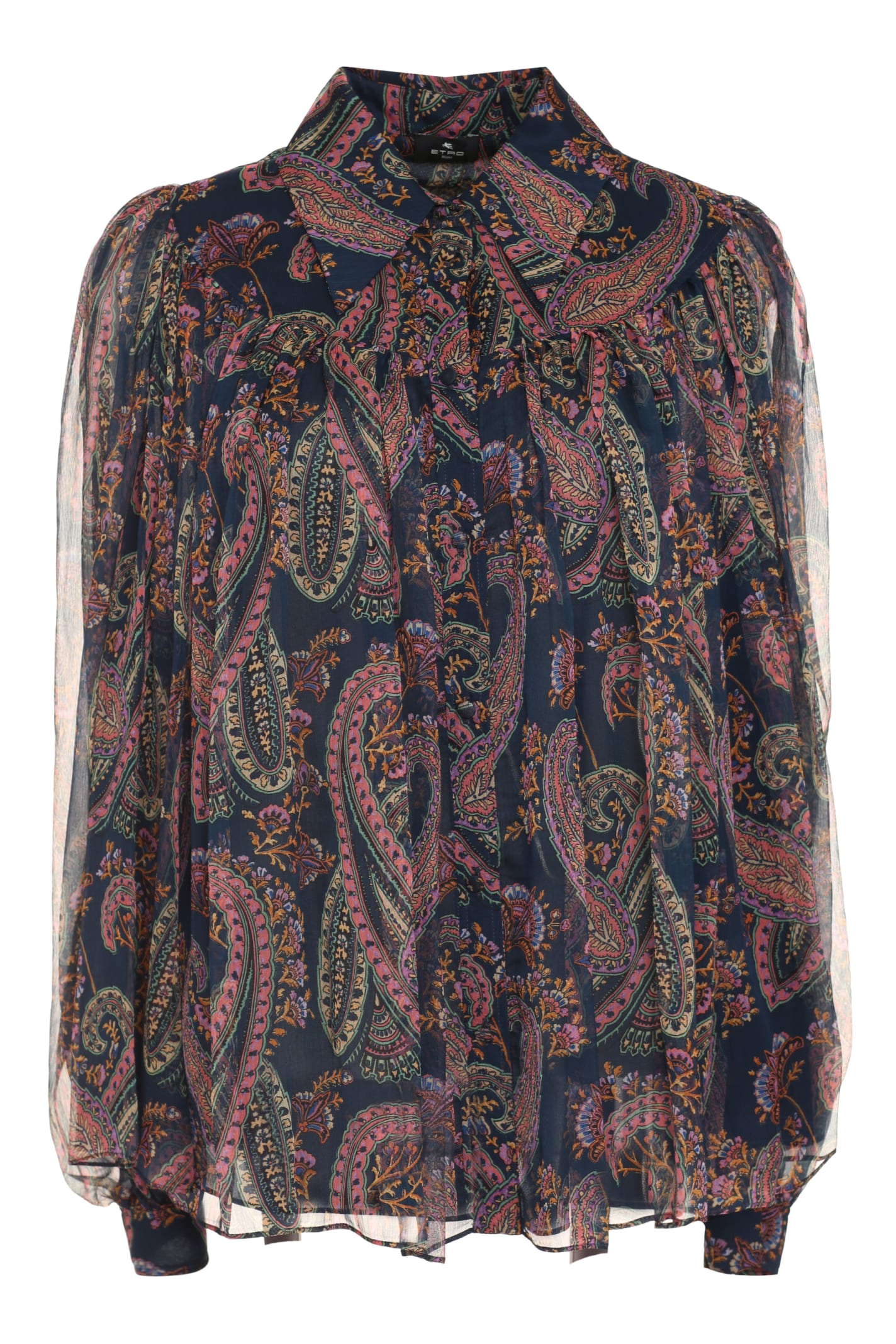 Shop Etro Printed Silk Blouse In Blue