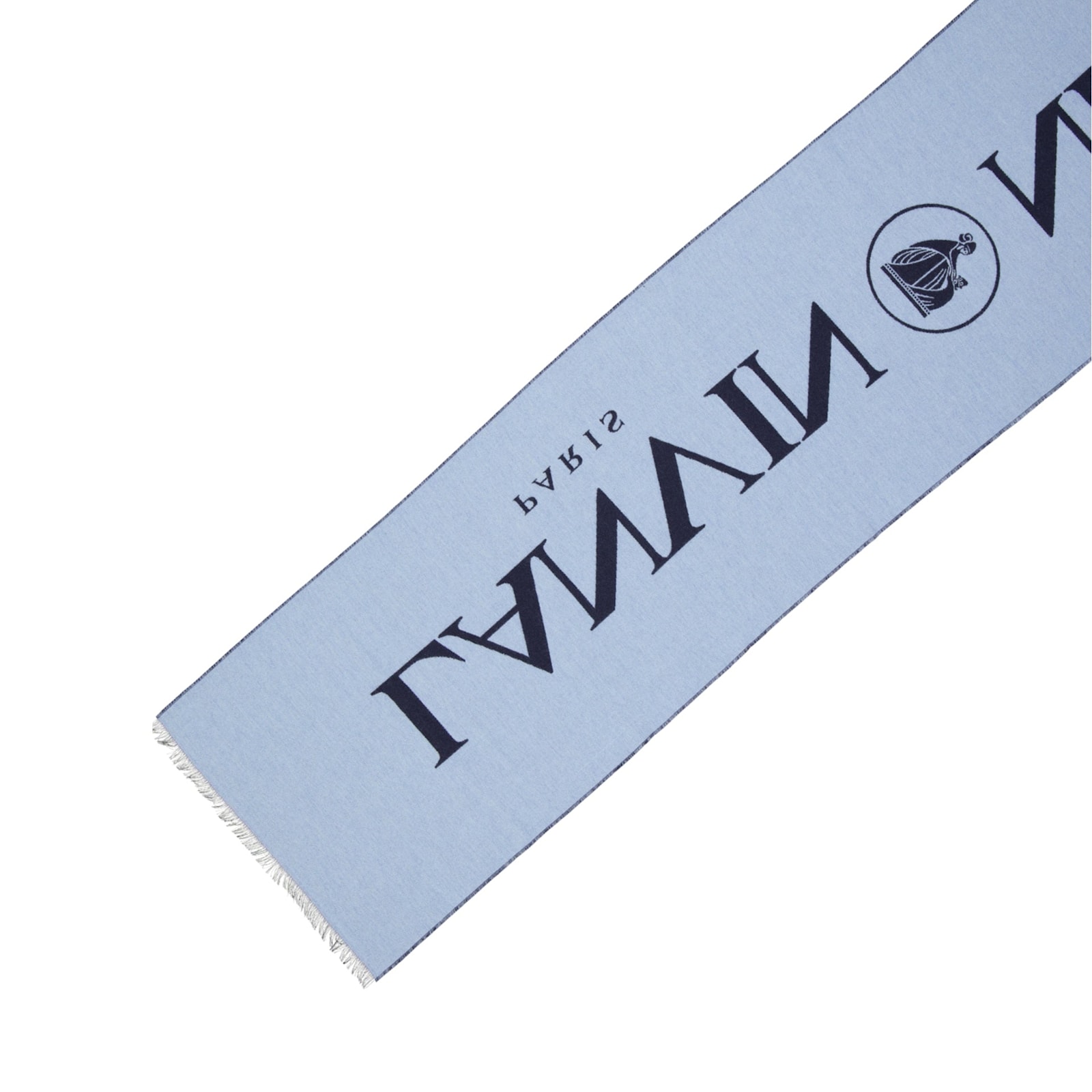 Lanvin Wool And Silk Logo Scarf In Blue