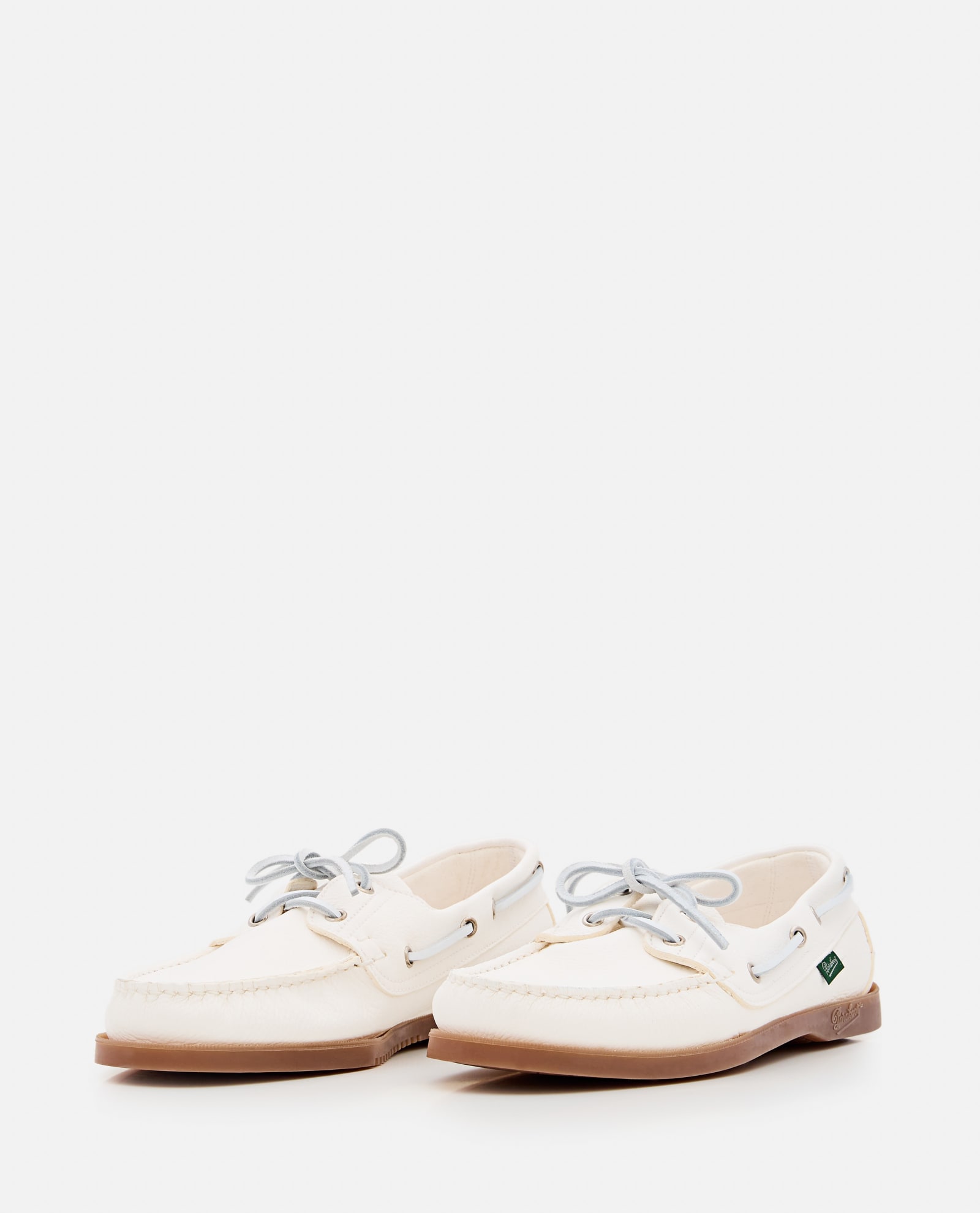 Paraboot Barth White Leather Loafers With Durable Rubber Sole In White