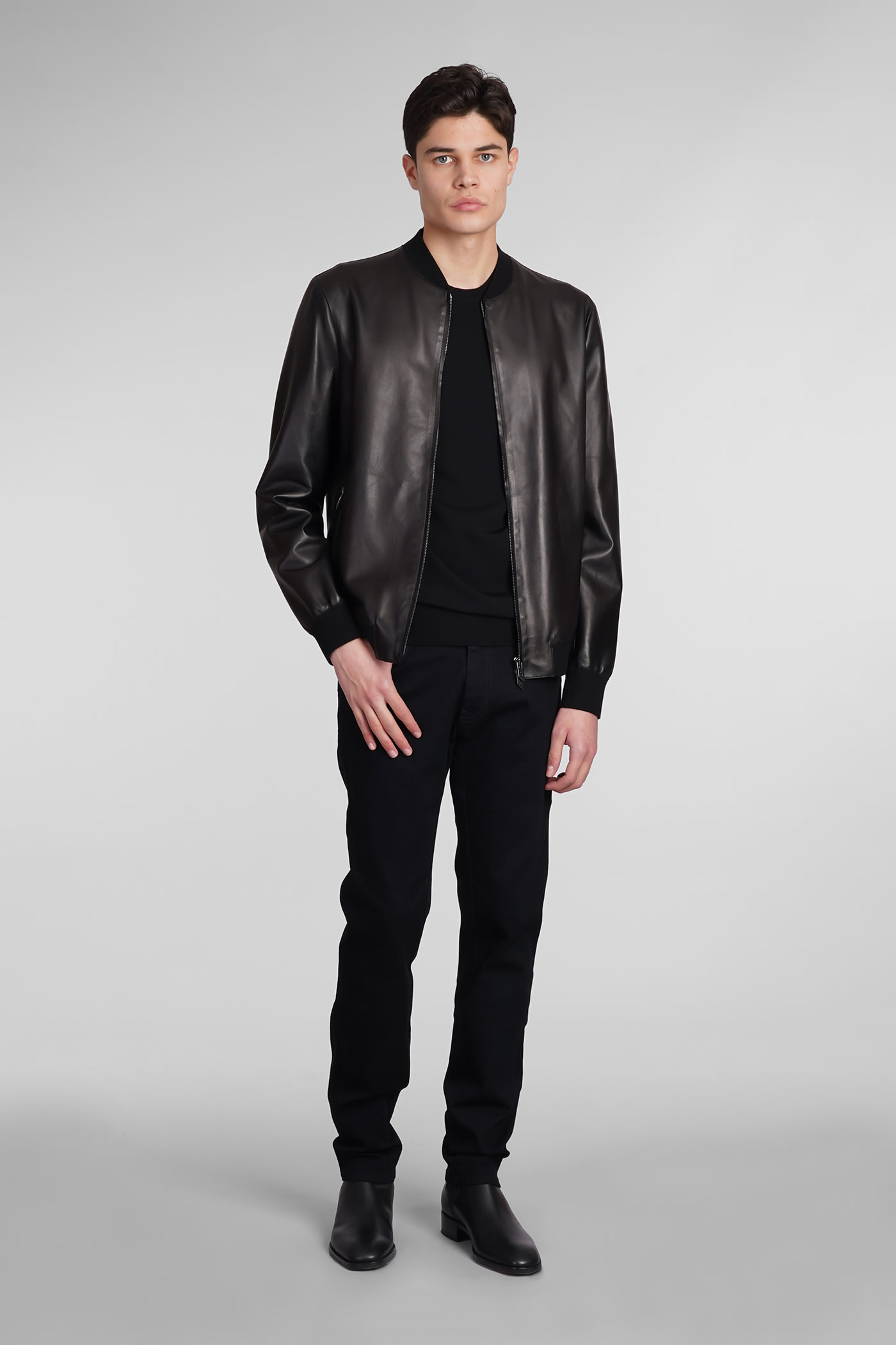 Shop Salvatore Santoro Bomber In Black Leather