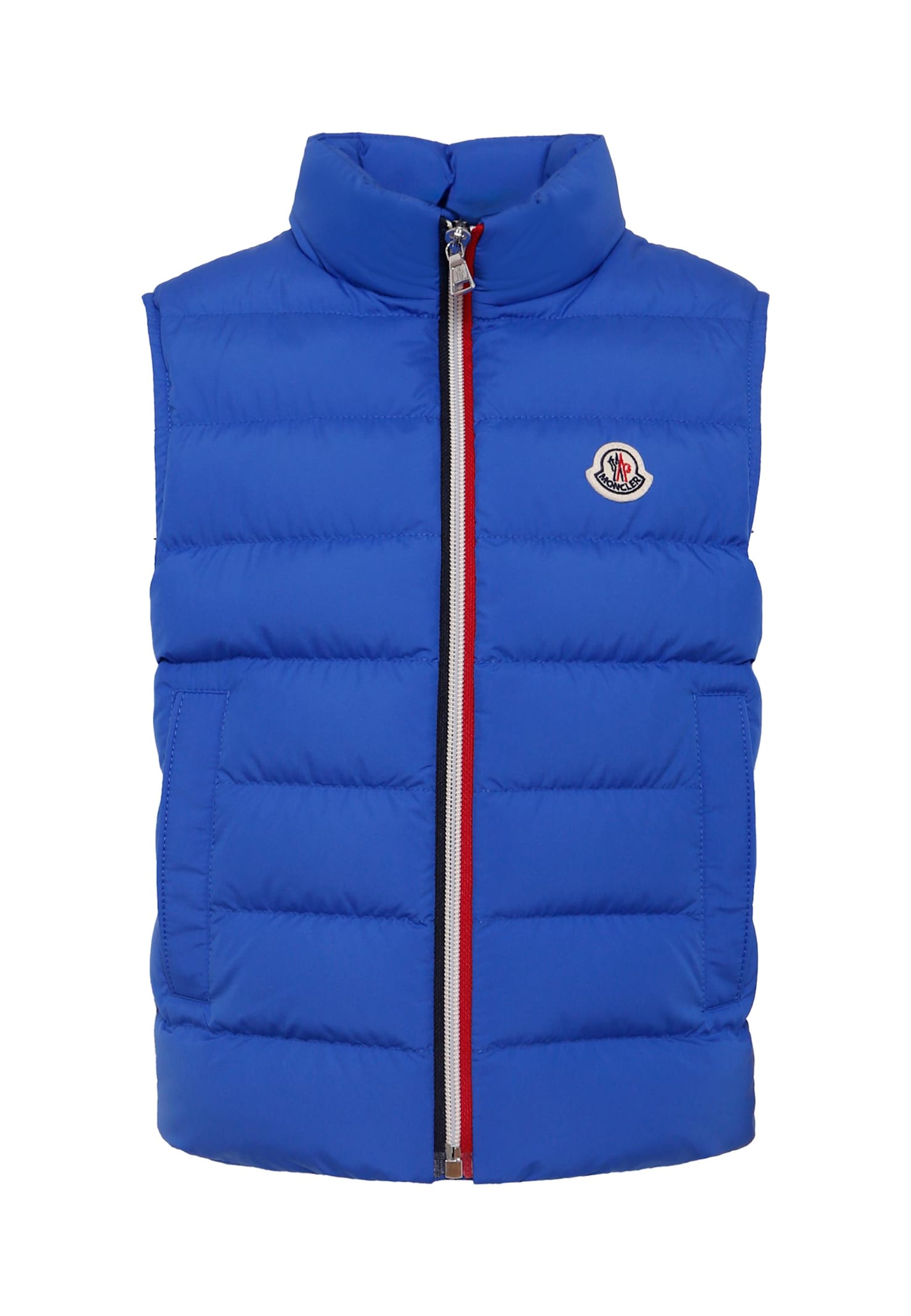 Moncler Blue Vest For Boy With Logo In Blue