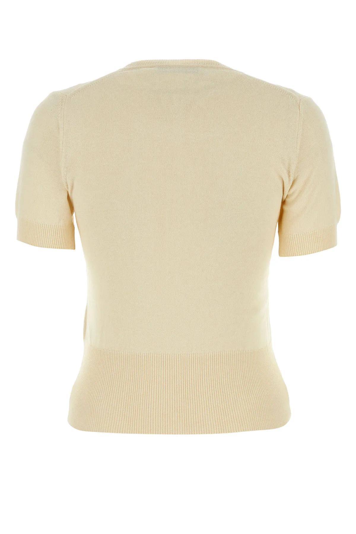 Vivienne Westwood 'bea' Cream White Cropped T-shirt With Orb Embroidery In White