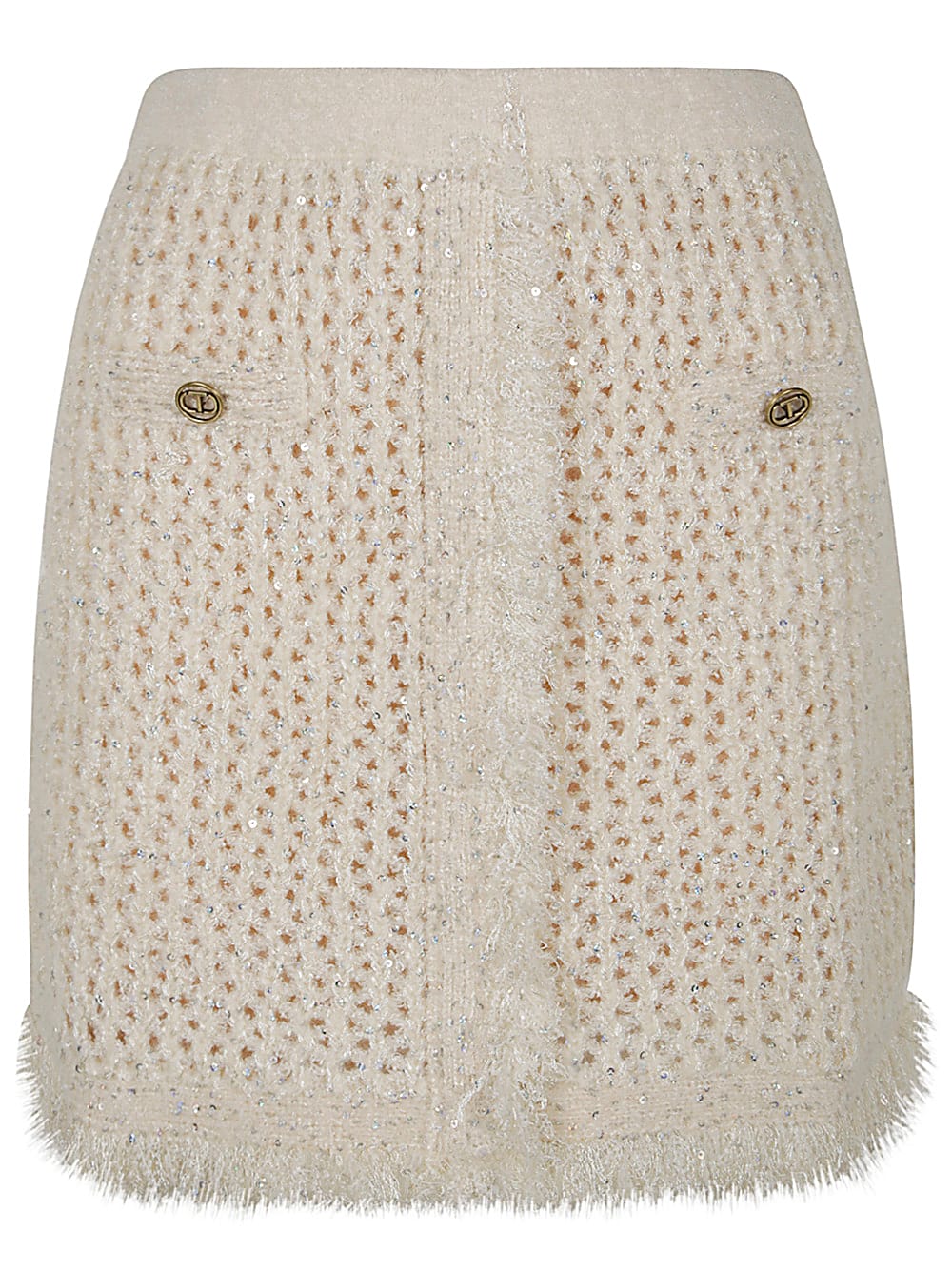 Shop Twinset Mini Skirt In Old White