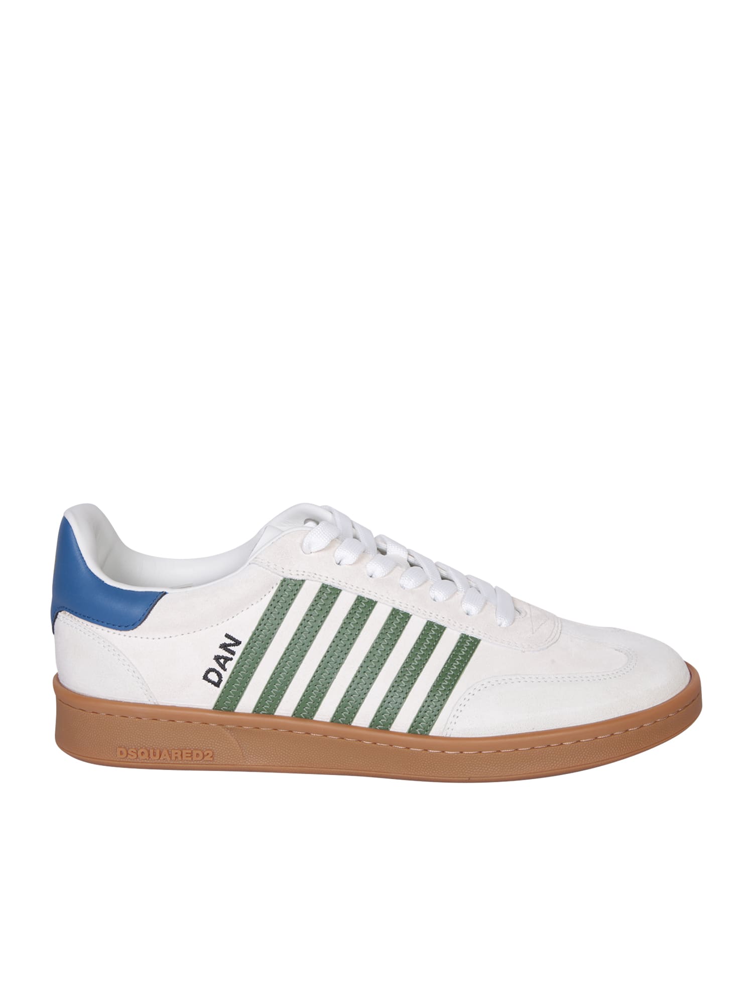 Shop Dsquared2 White And Green Low Boxer Sneakers